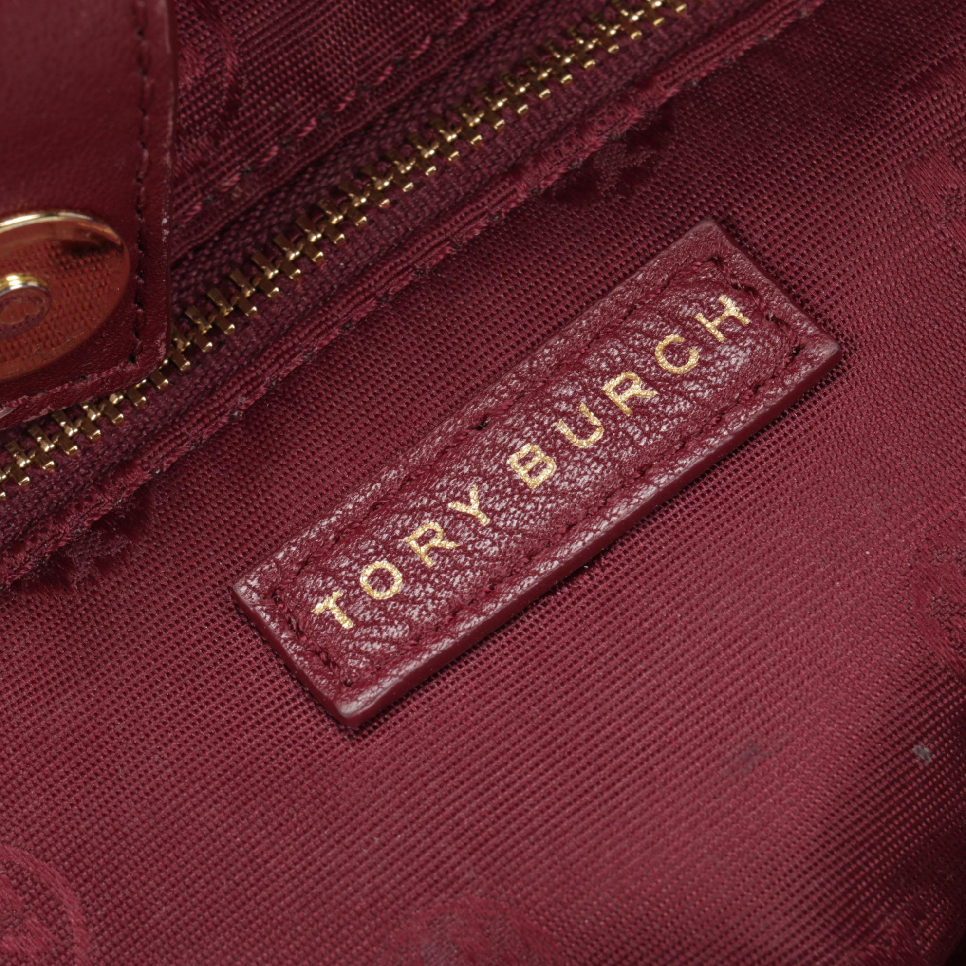 Tory Burch Two-Way Satchel in Burgundy Grained Leather