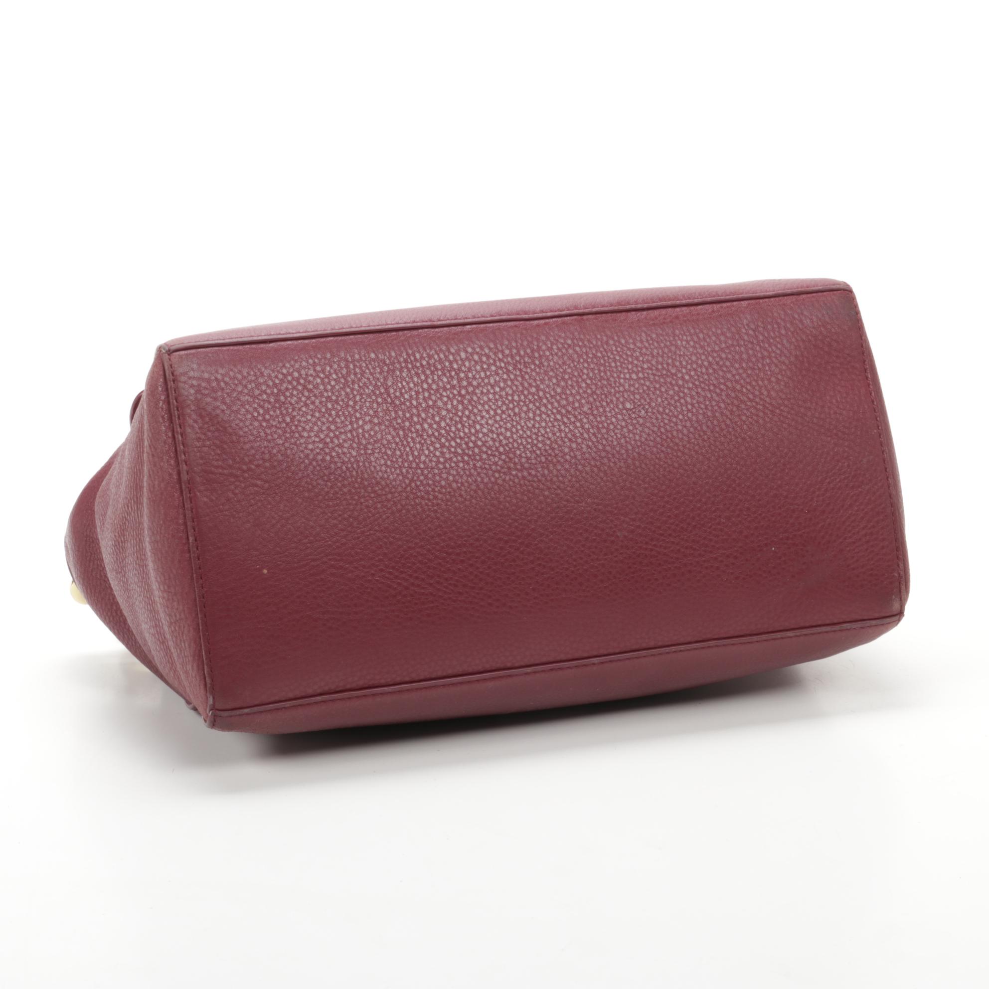 Tory Burch Two-Way Satchel in Burgundy Grained Leather