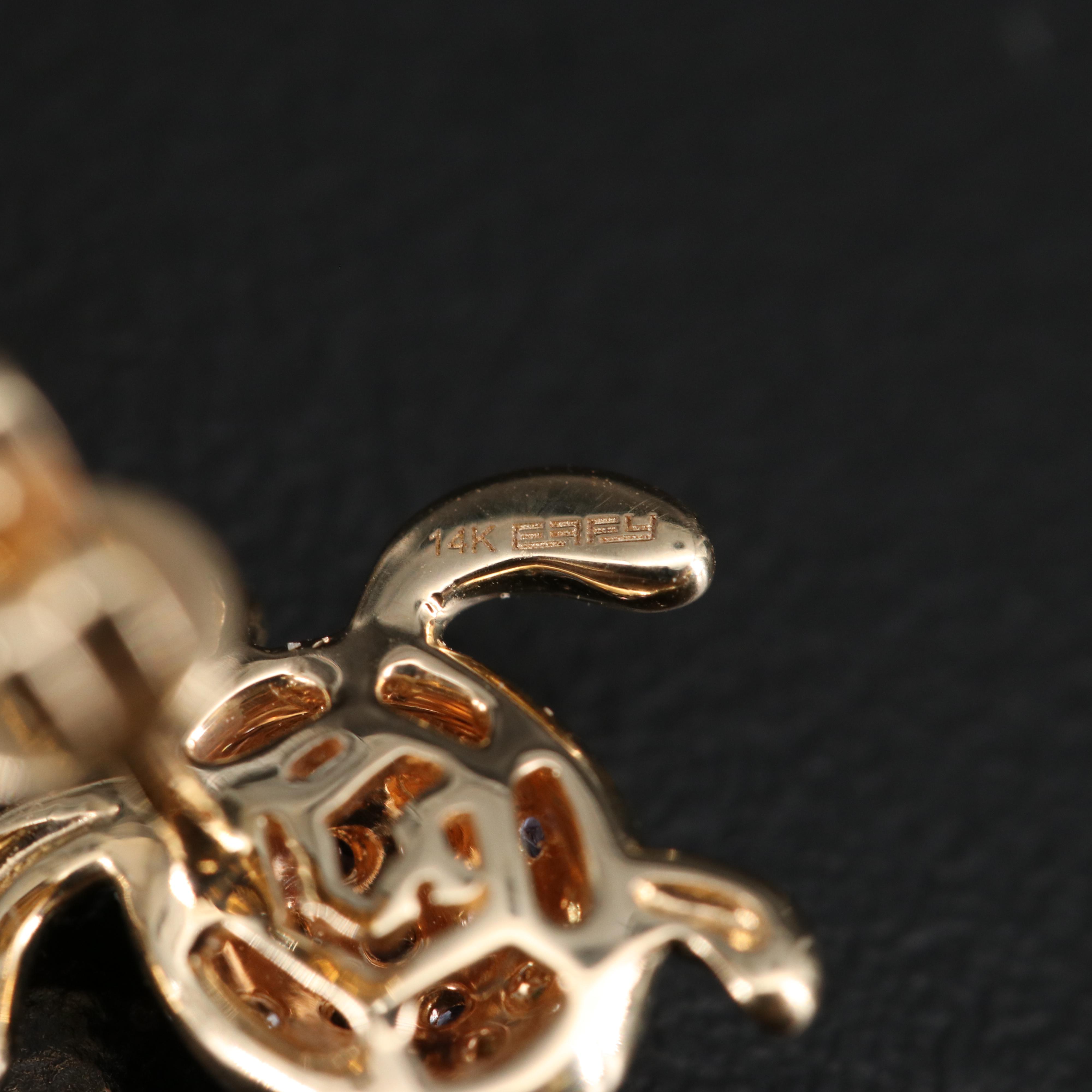 EFFY 14K Multicolor Sapphire, Tsavorite and Diamond Sea Turtle Stud Earrings