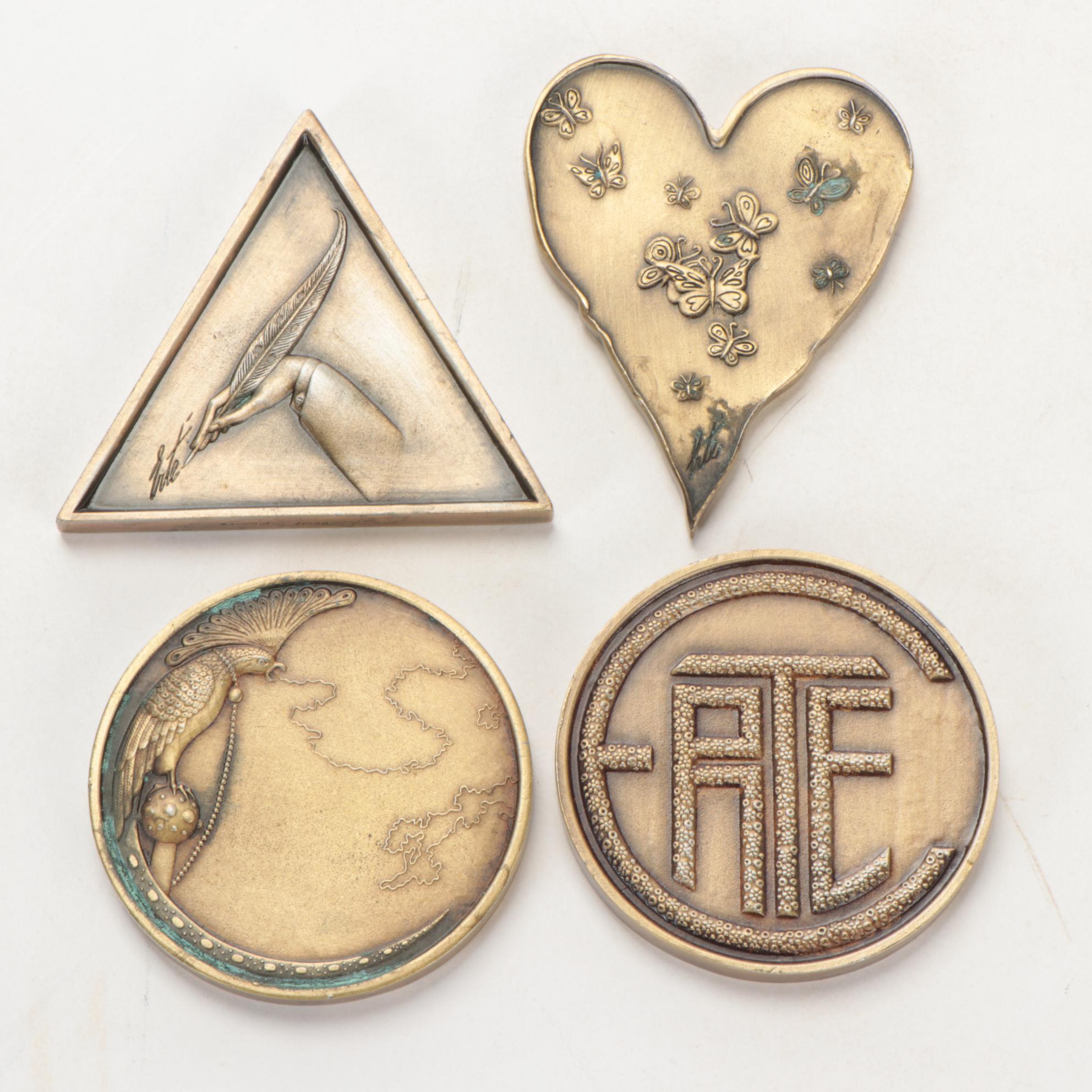 Bronze Tone Medallions after Erté