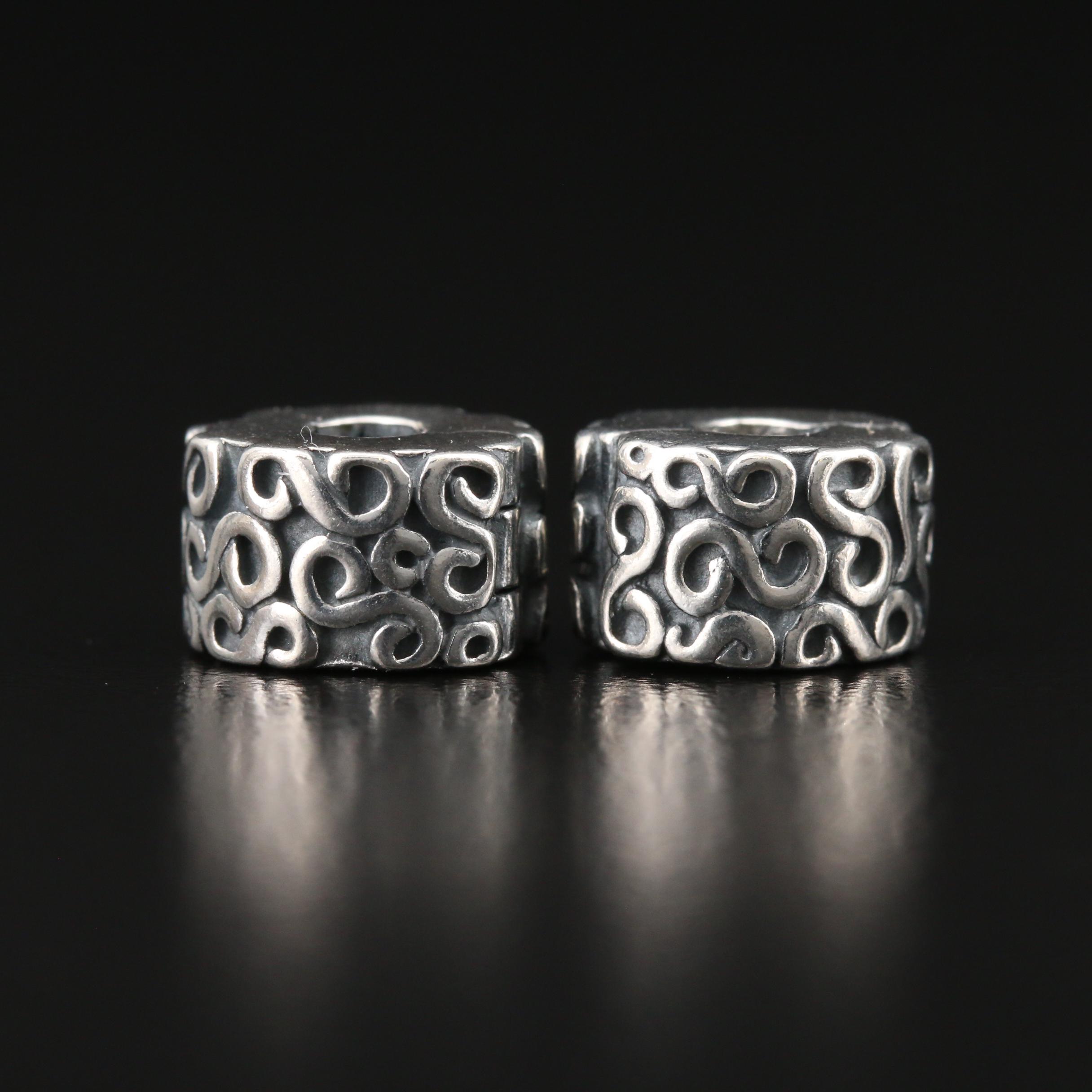 Pandora Sterling Silver Cubic Zirconia and Glass Beads and Clip Charms