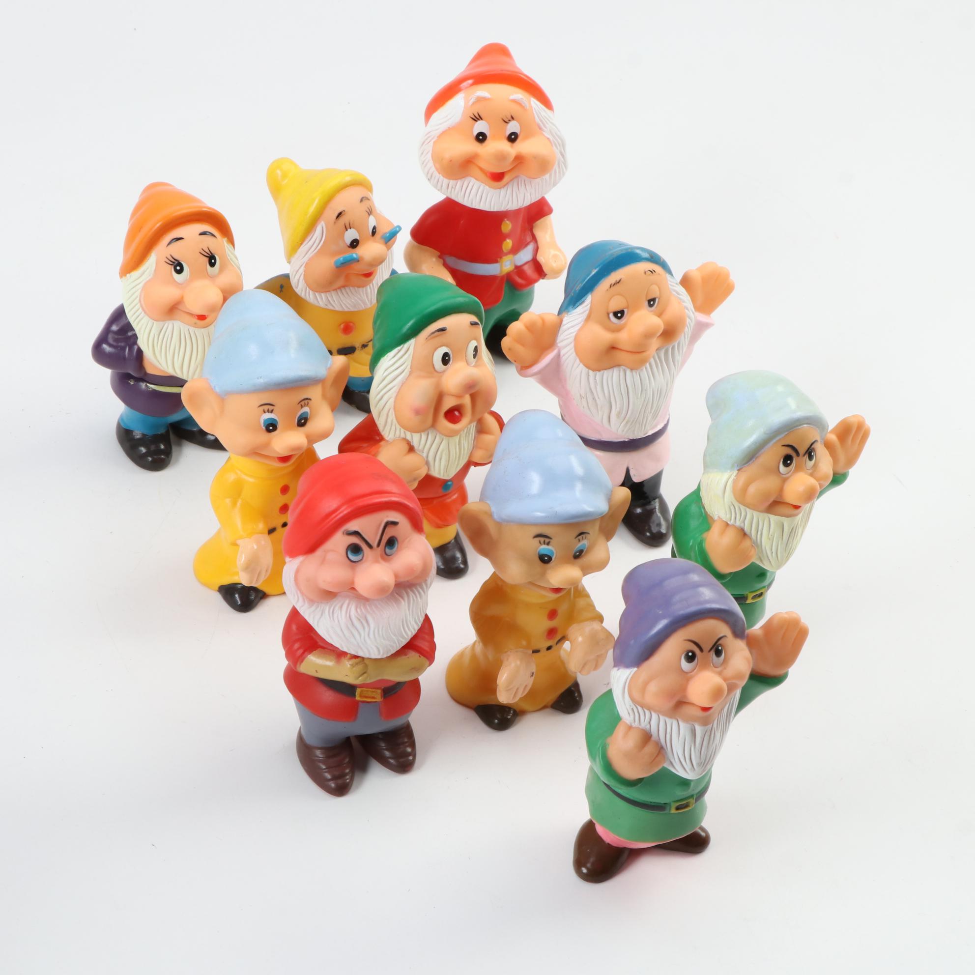 Disney "The Seven Dwarfs" Rubber Figures, Late 20th Century