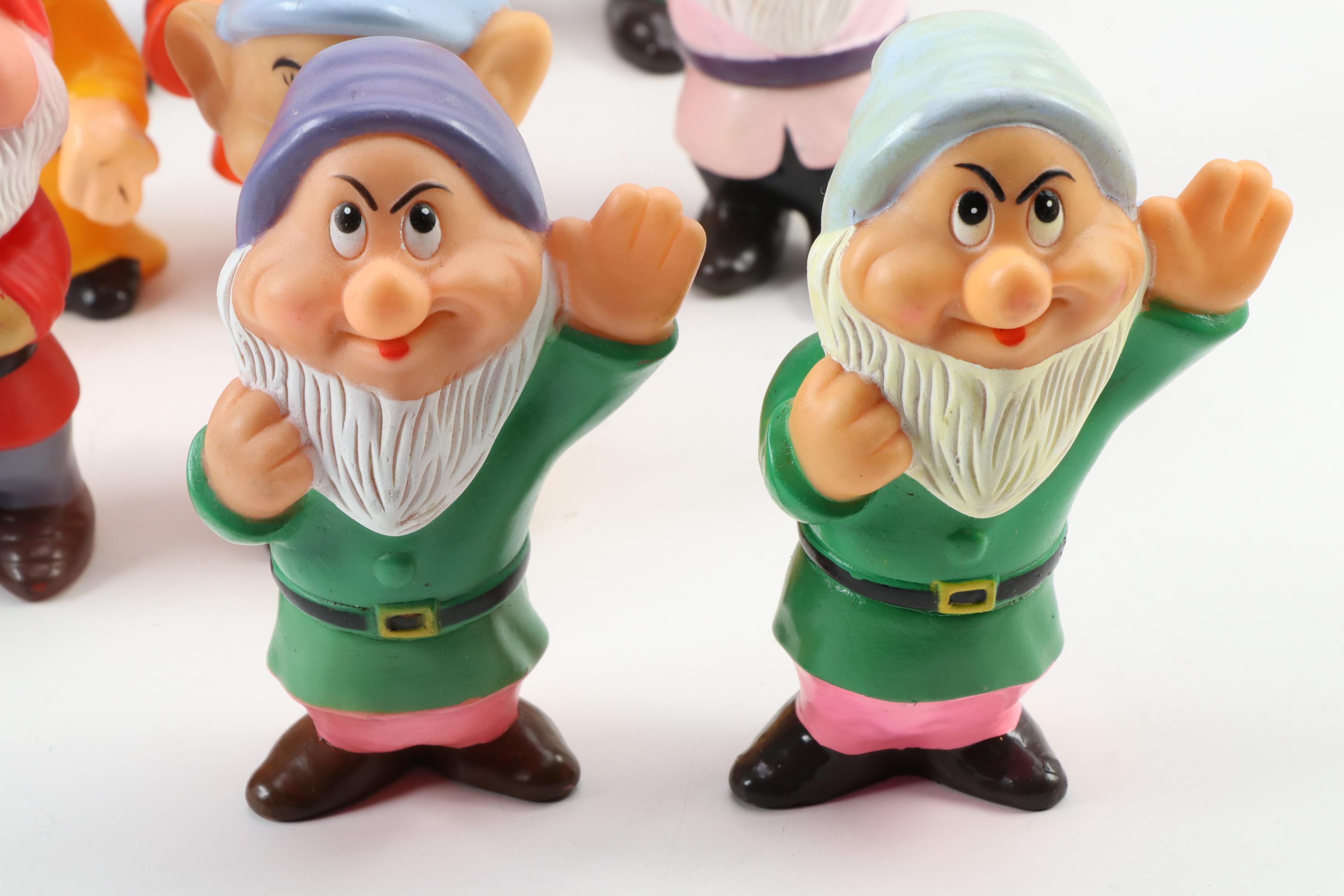 Disney "The Seven Dwarfs" Rubber Figures, Late 20th Century