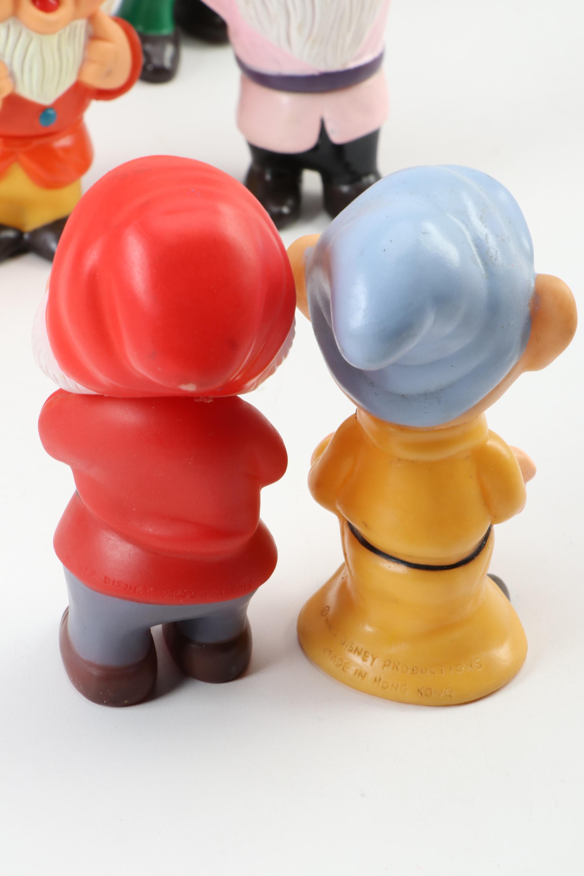 Disney "The Seven Dwarfs" Rubber Figures, Late 20th Century