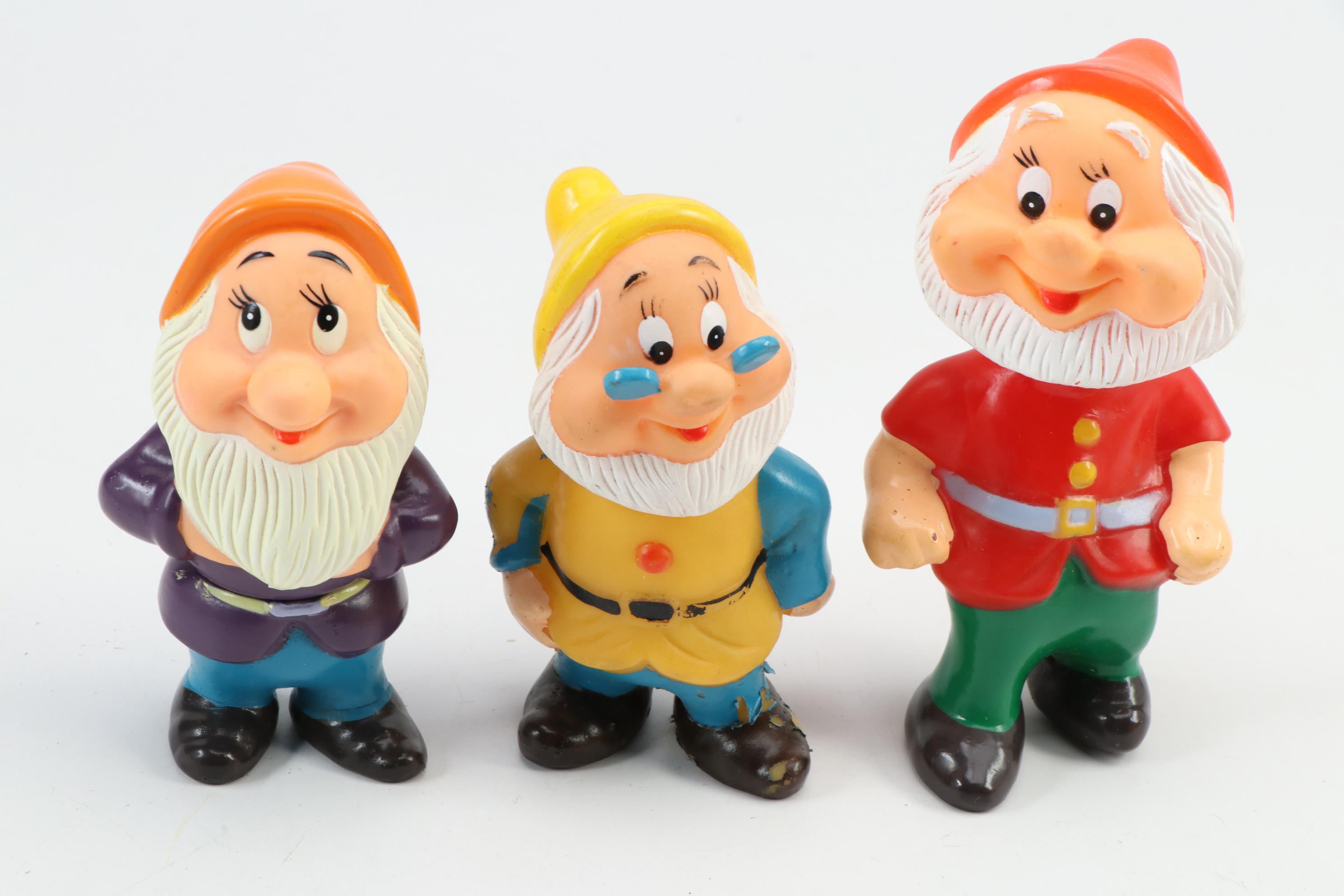 Disney "The Seven Dwarfs" Rubber Figures, Late 20th Century