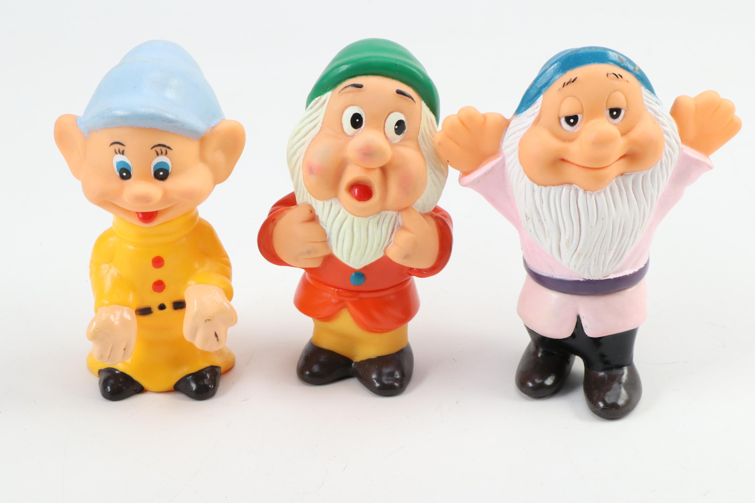 Disney "The Seven Dwarfs" Rubber Figures, Late 20th Century