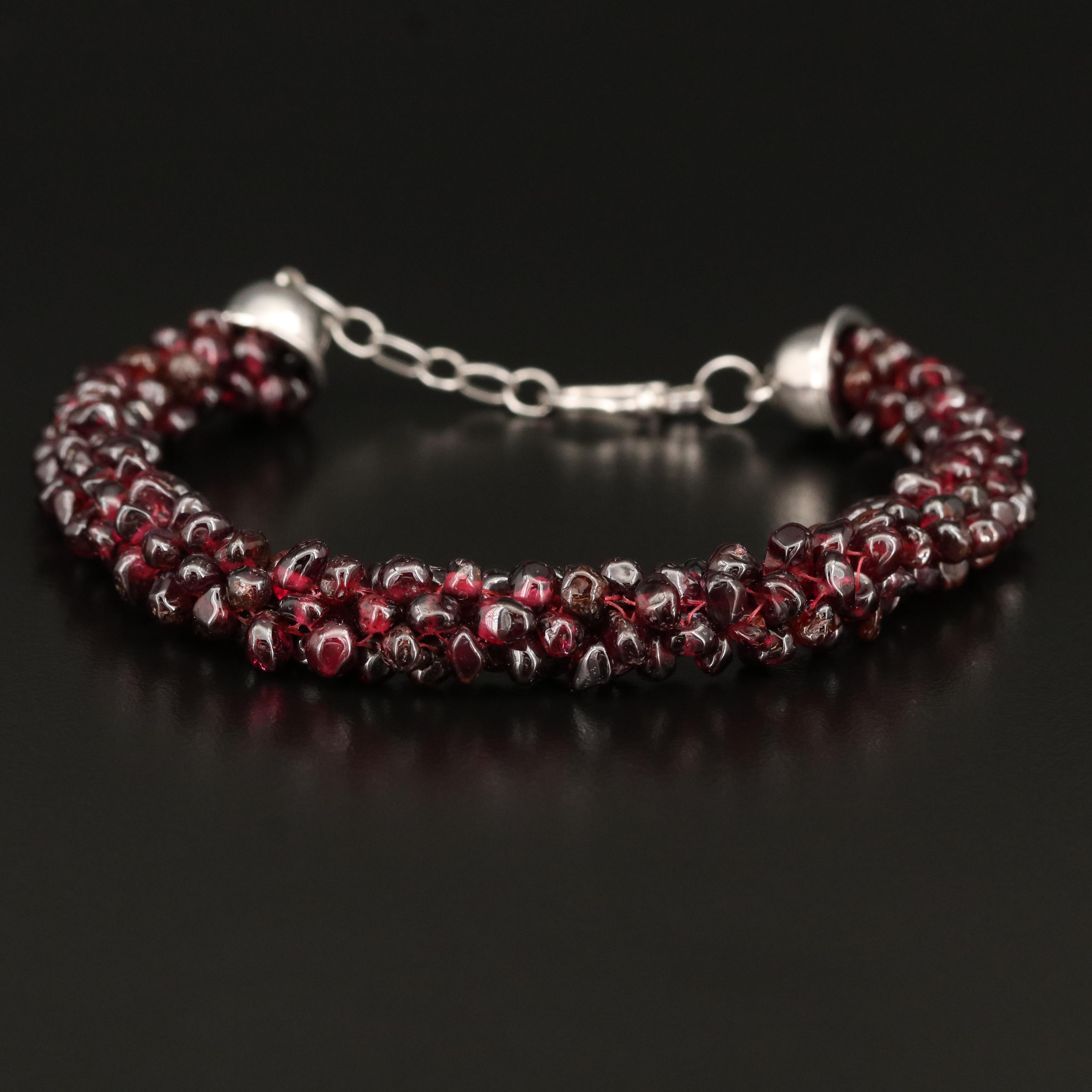 Sterling Garnet Cluster Bracelet