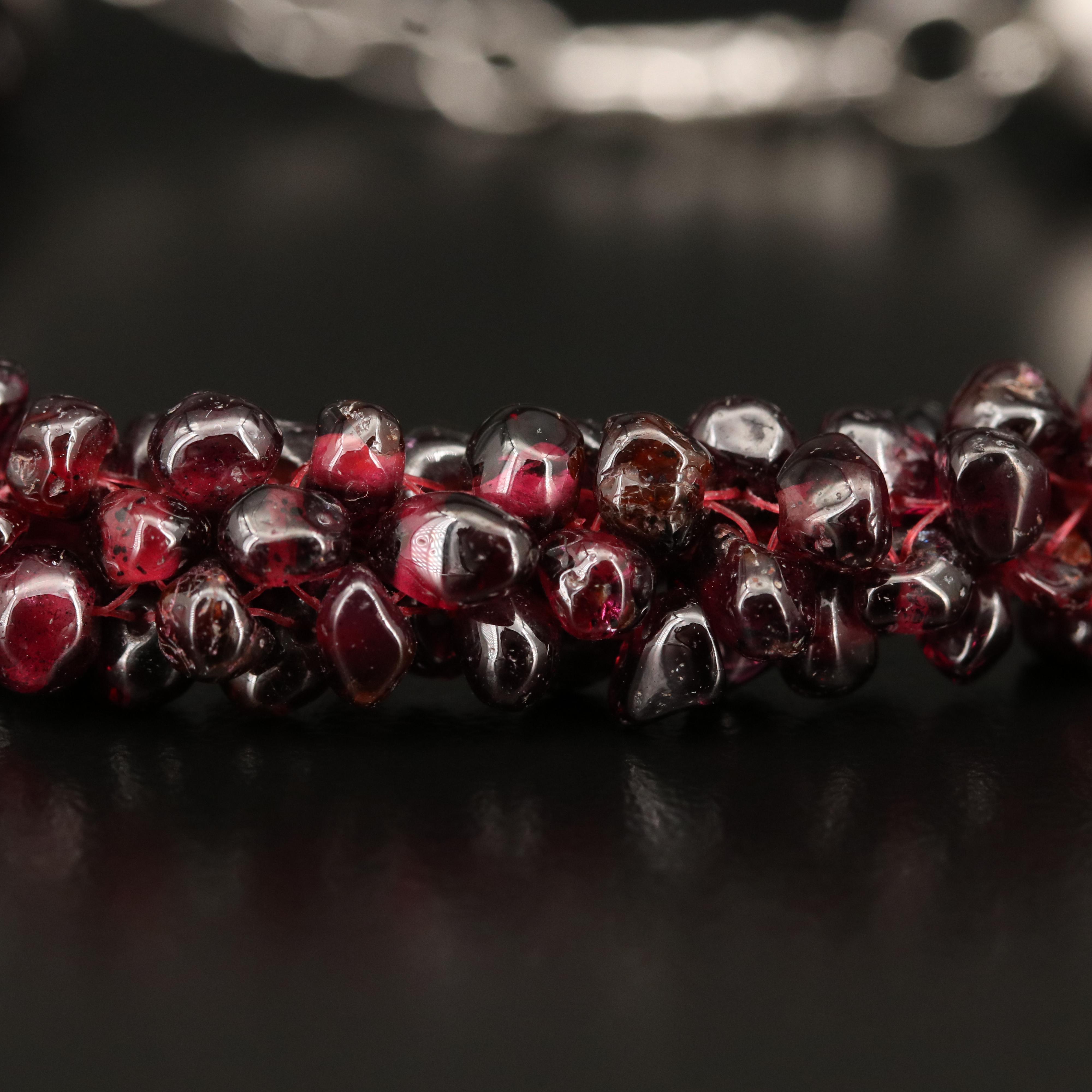 Sterling Garnet Cluster Bracelet