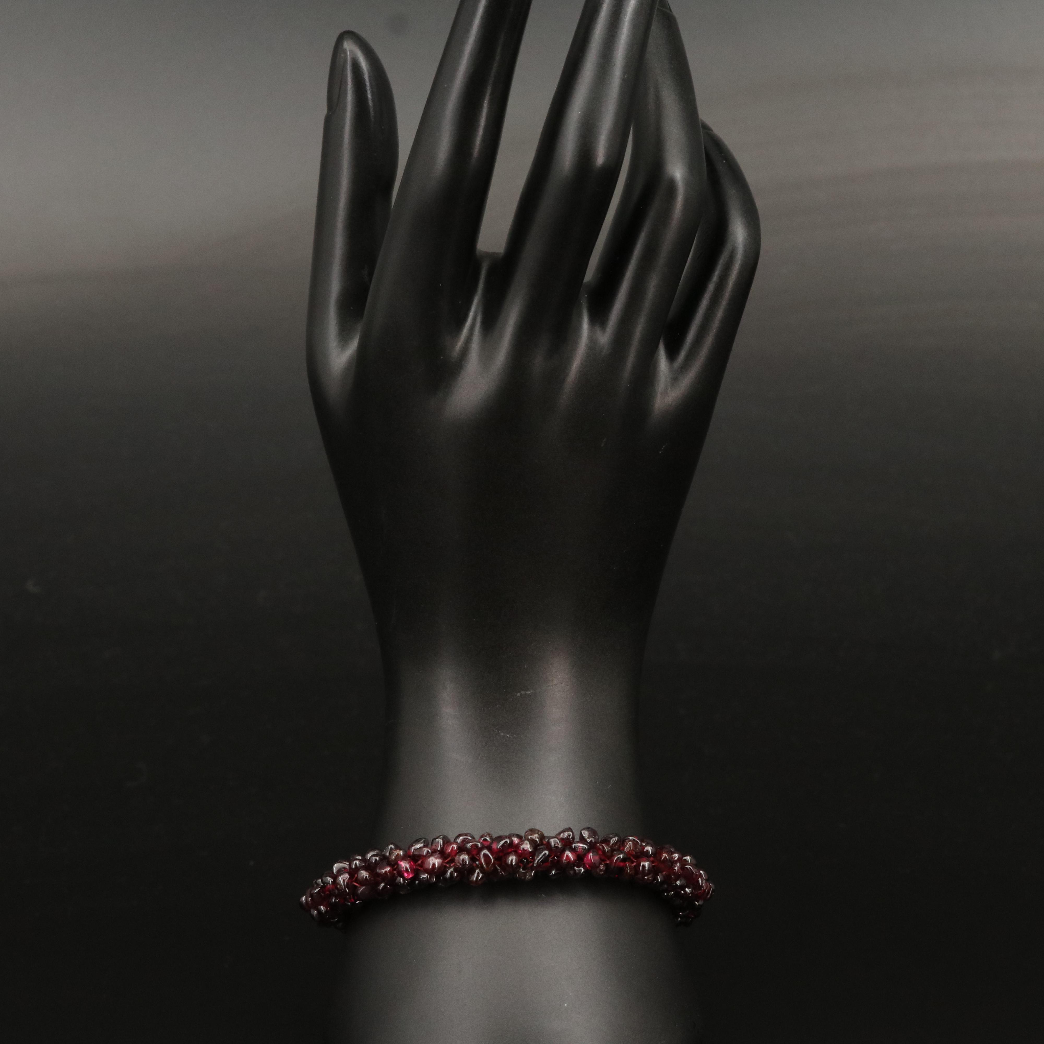 Sterling Garnet Cluster Bracelet