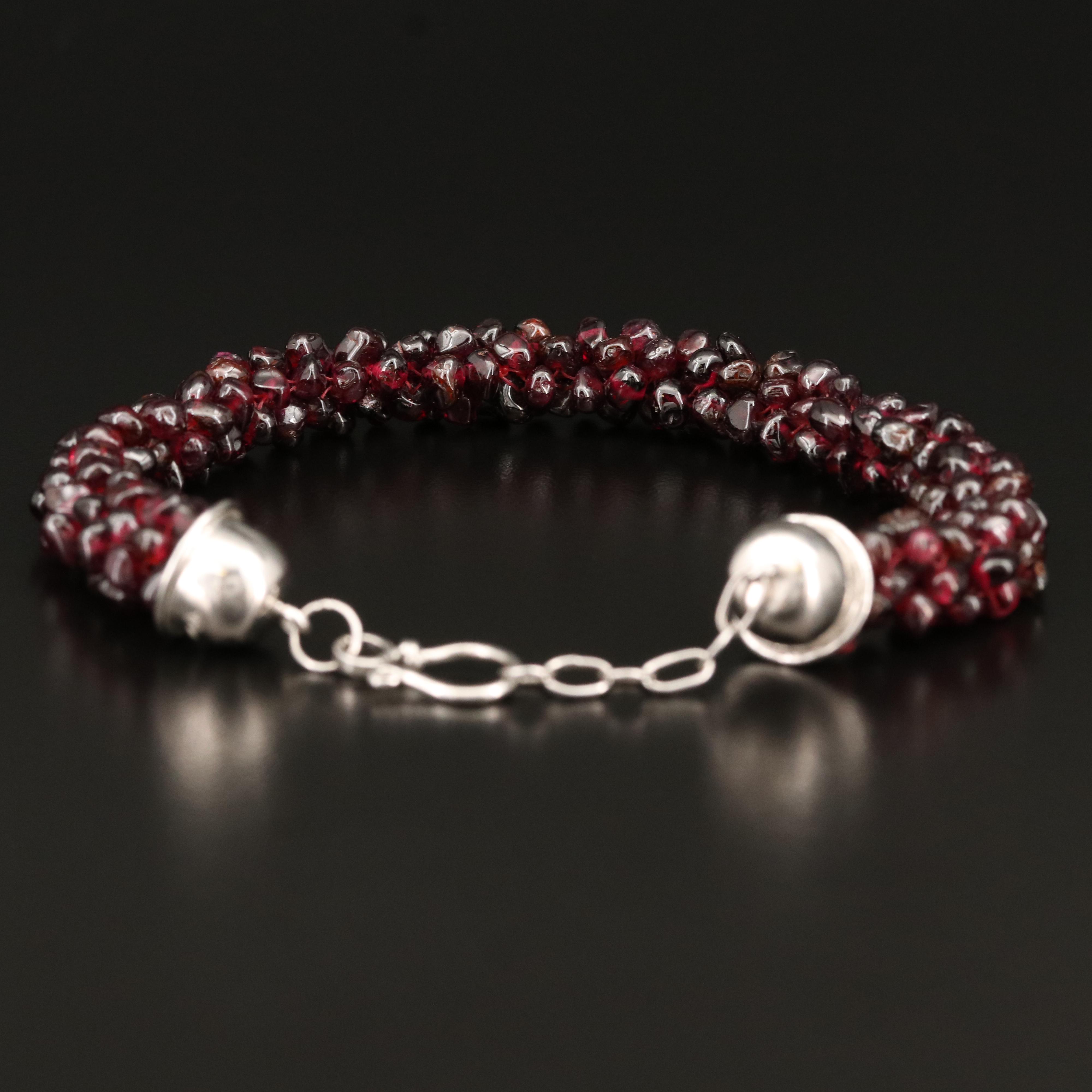 Sterling Garnet Cluster Bracelet