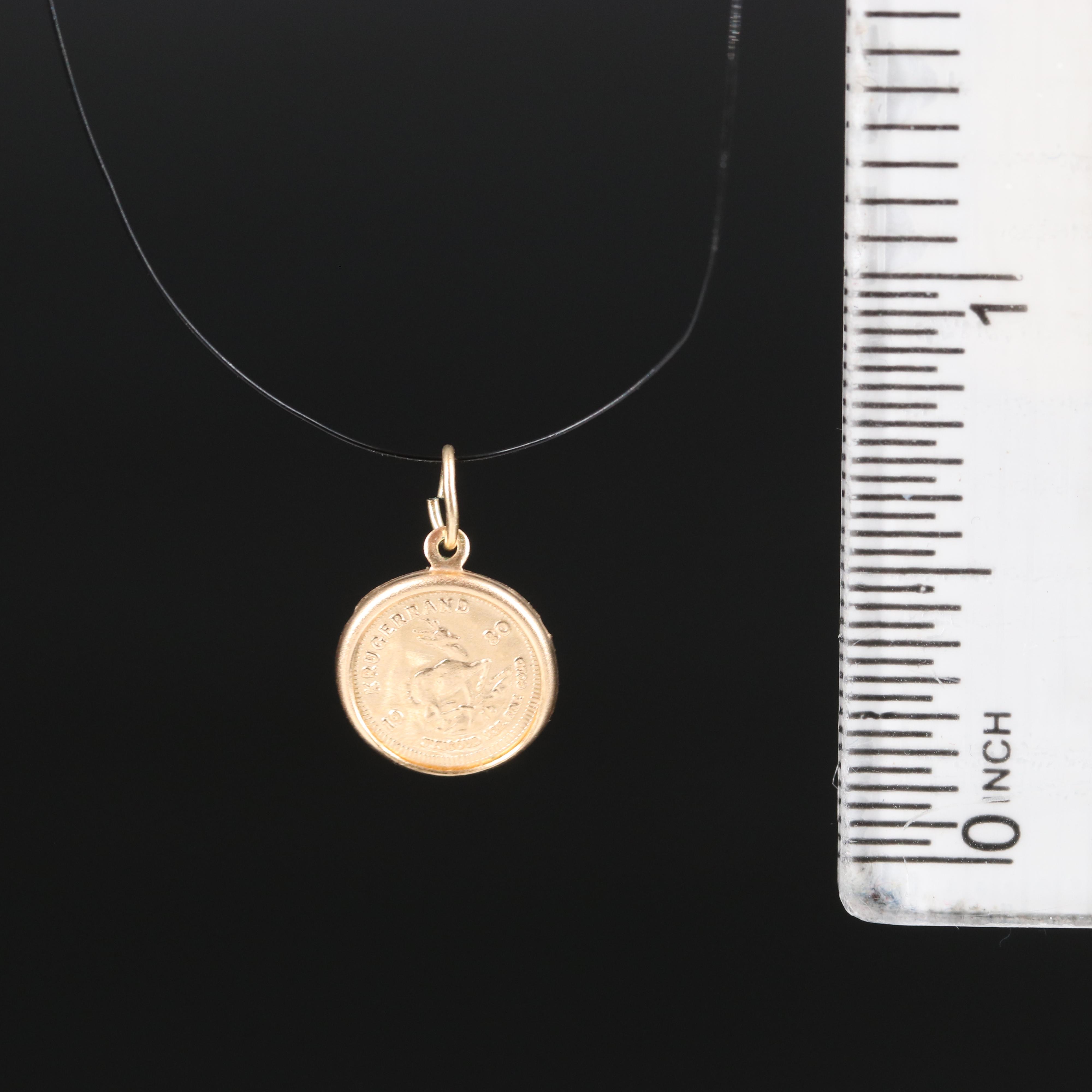 Vintage 14K Miniature Replica South African Krugerrand Coin Pendant