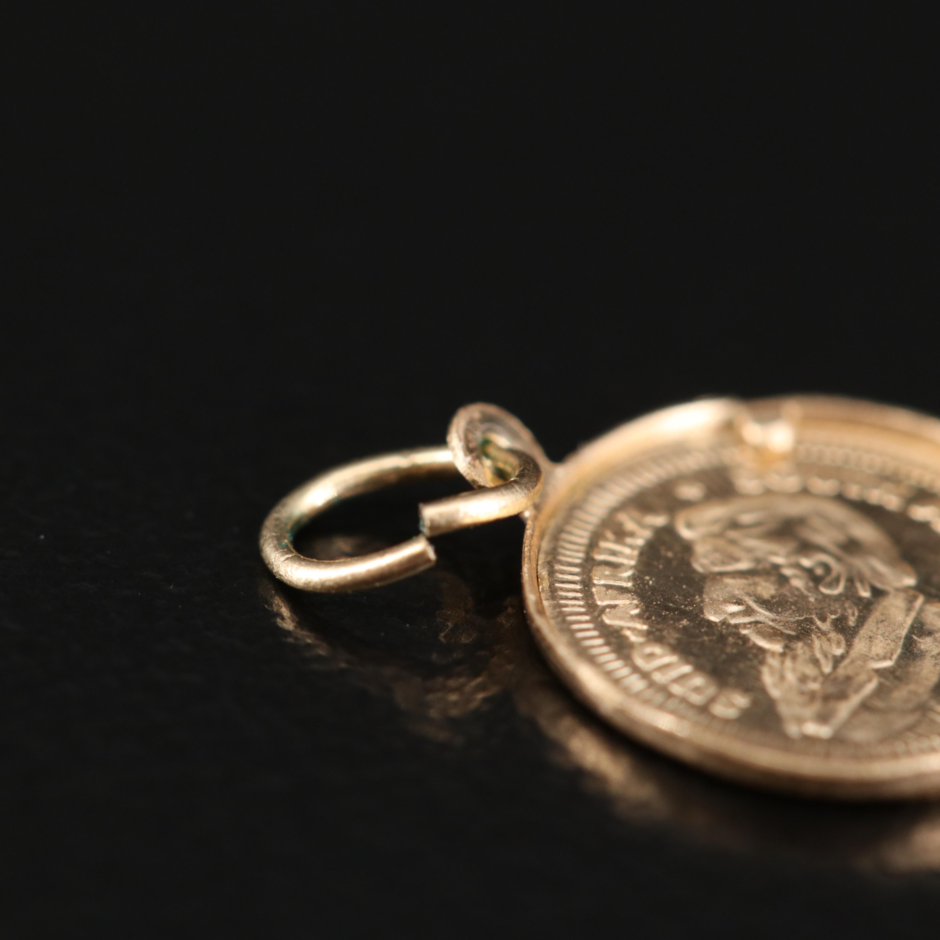 Vintage 14K Miniature Replica South African Krugerrand Coin Pendant