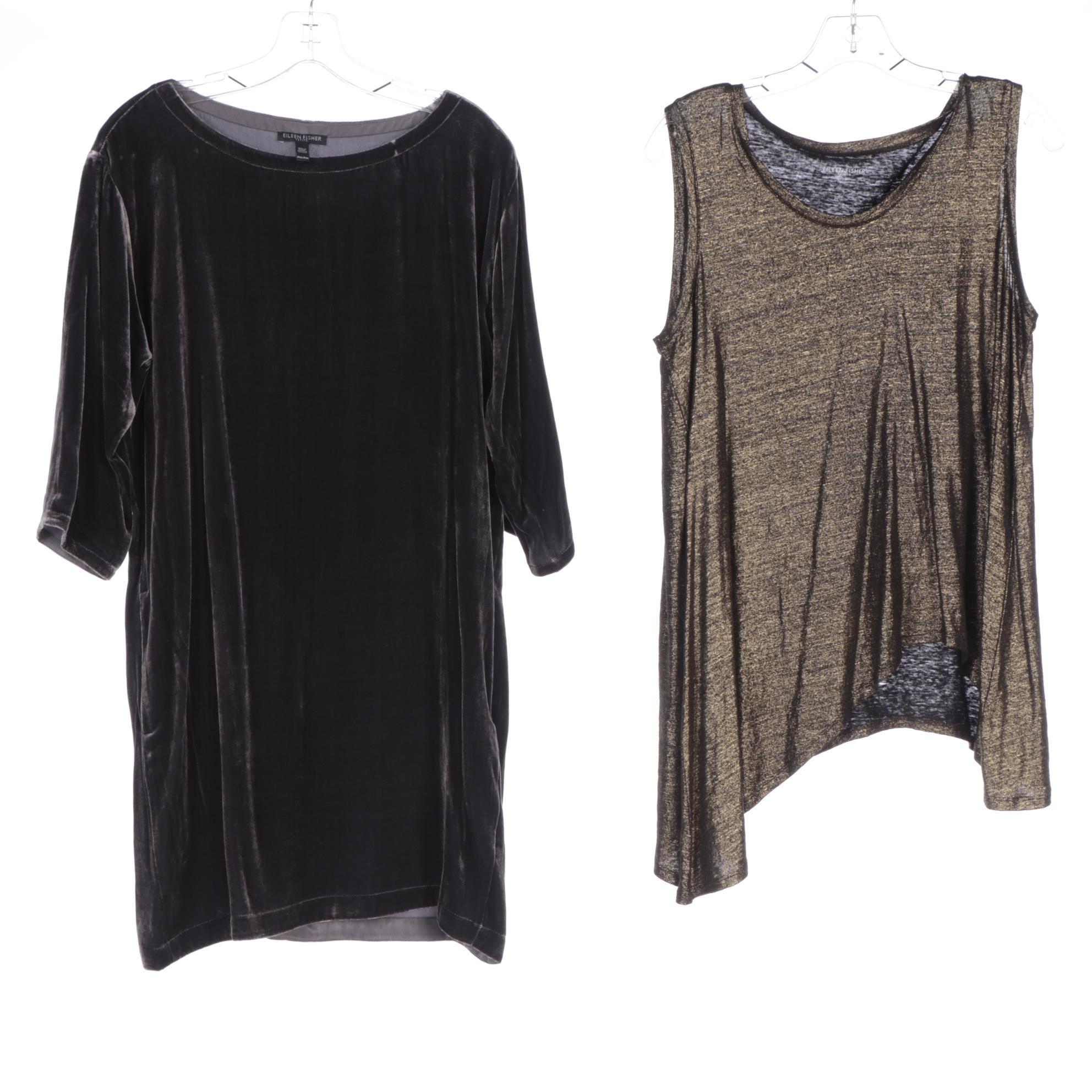Eileen Fisher Velveteen Dress, Sleeveless Tops and Knit Jacket