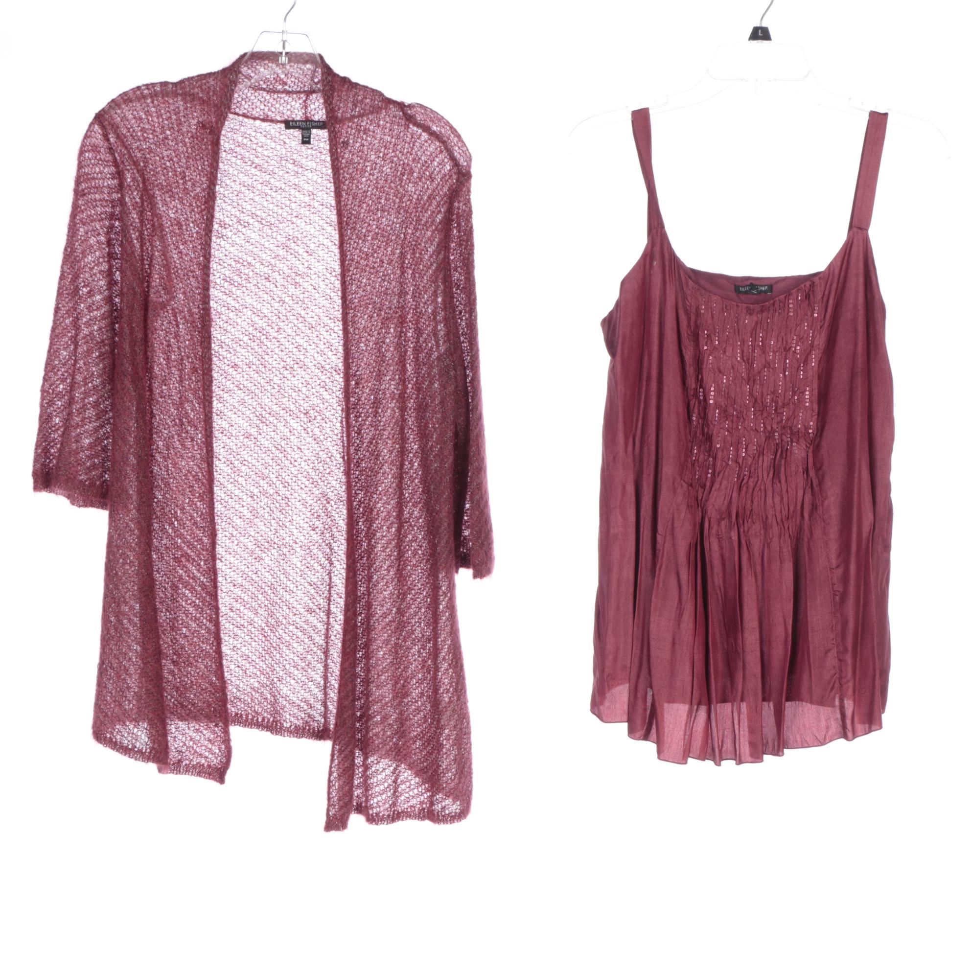 Eileen Fisher Velveteen Dress, Sleeveless Tops and Knit Jacket