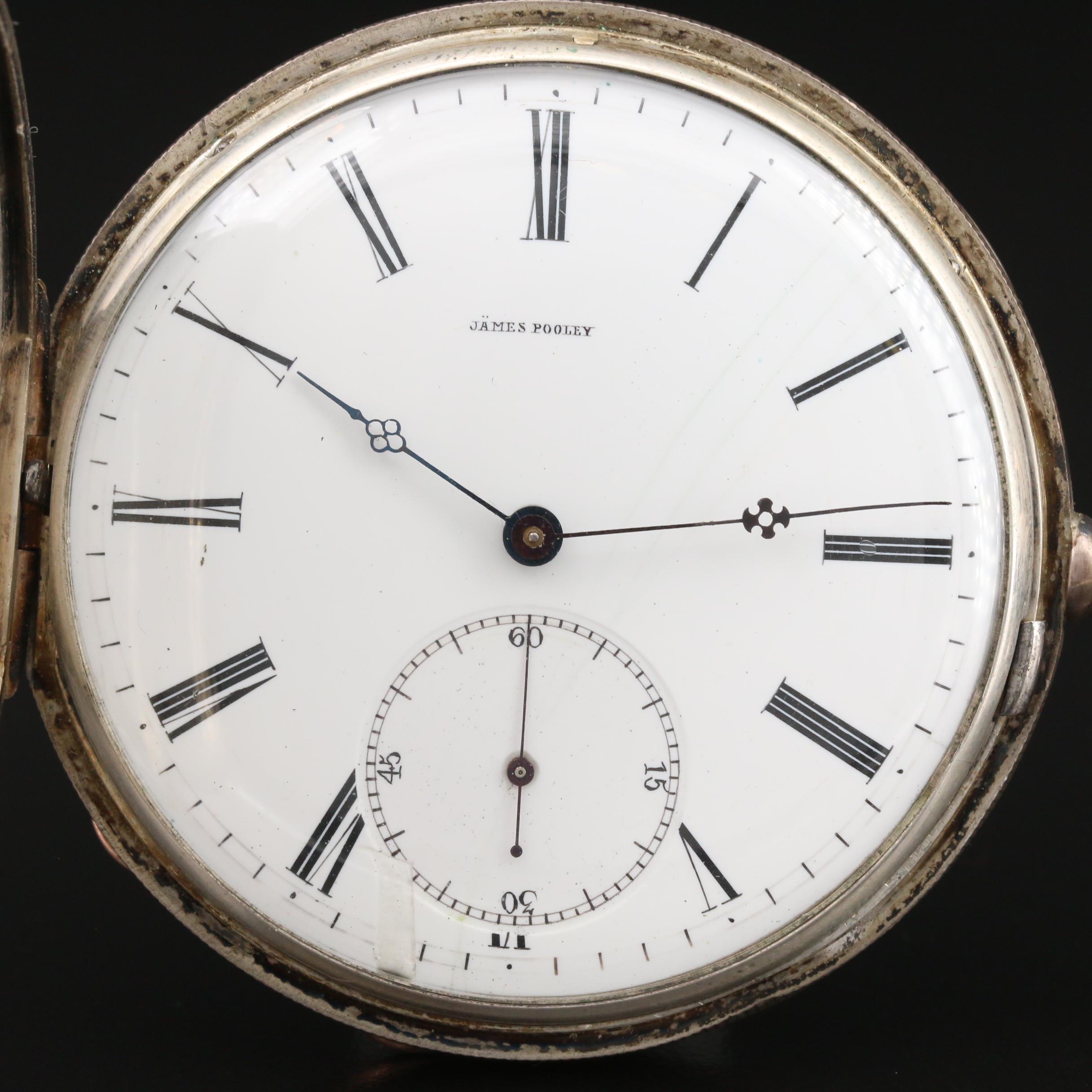 Antique James Pooley 800 Silver Pocket Watch
