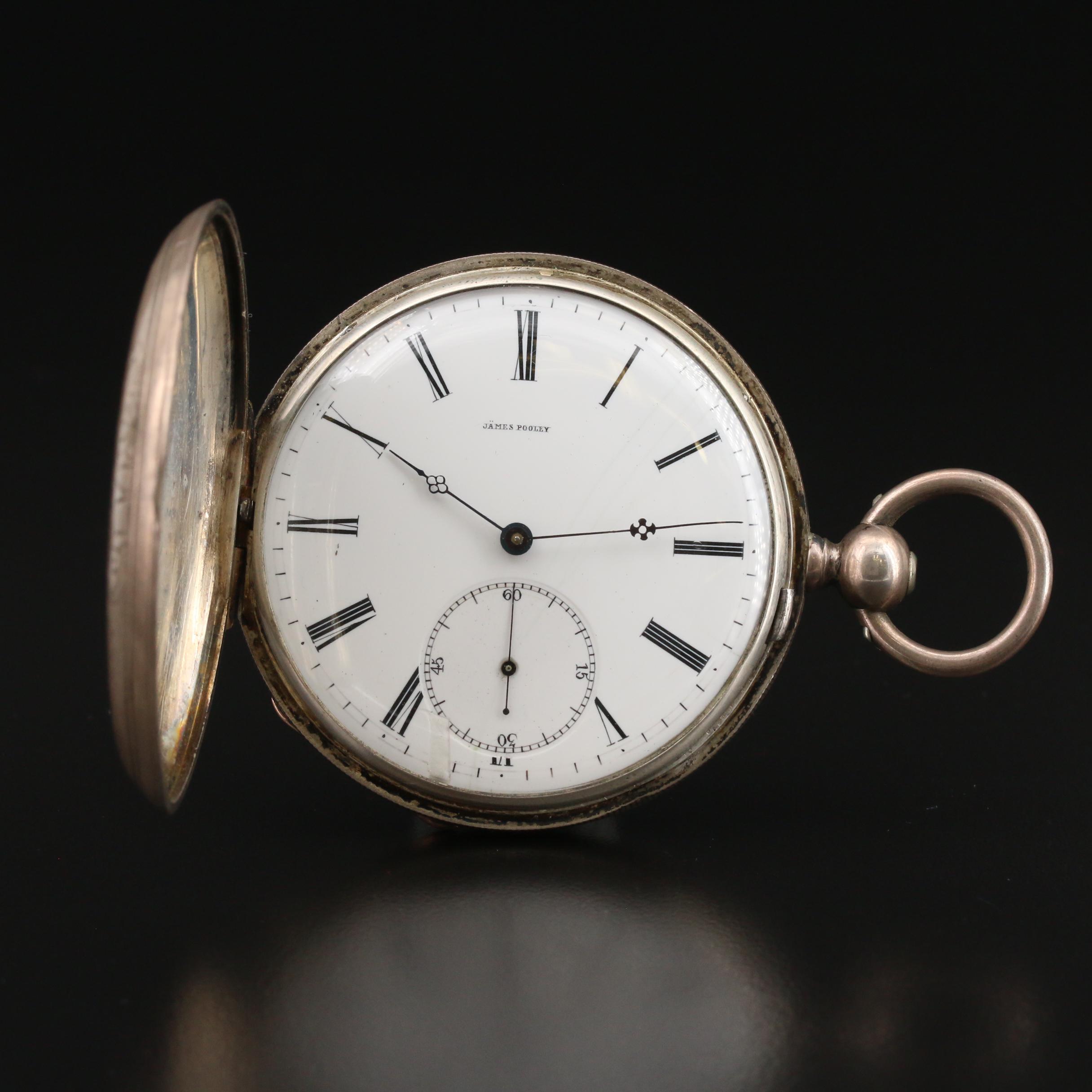 Antique James Pooley 800 Silver Pocket Watch