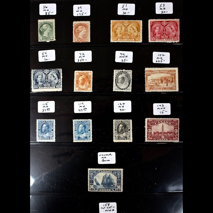 Early Mint Canadian Stamp Collection, 1868-1929