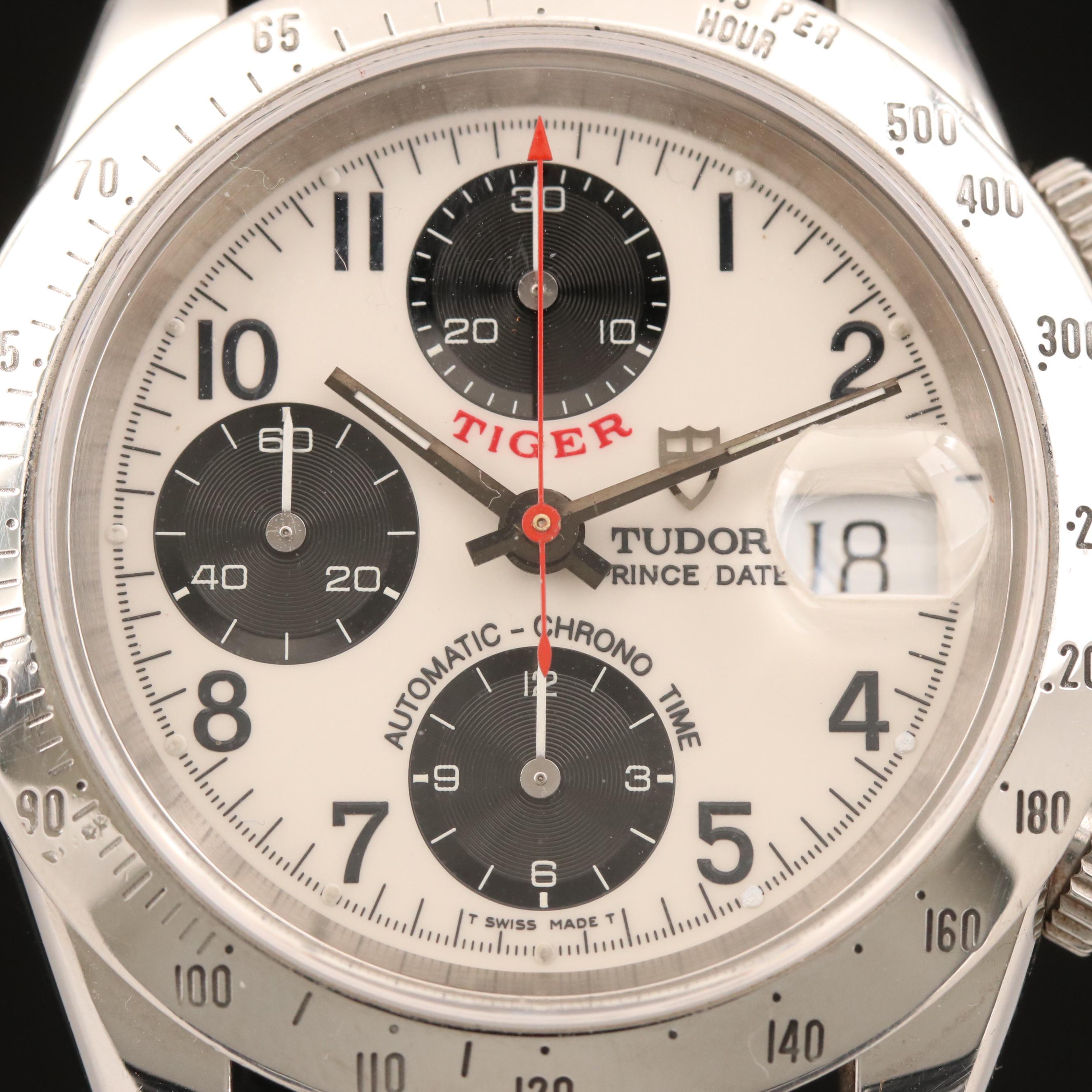 1997 Tudor "Tiger" Stainless Steel Chronograph Watch with Date Window