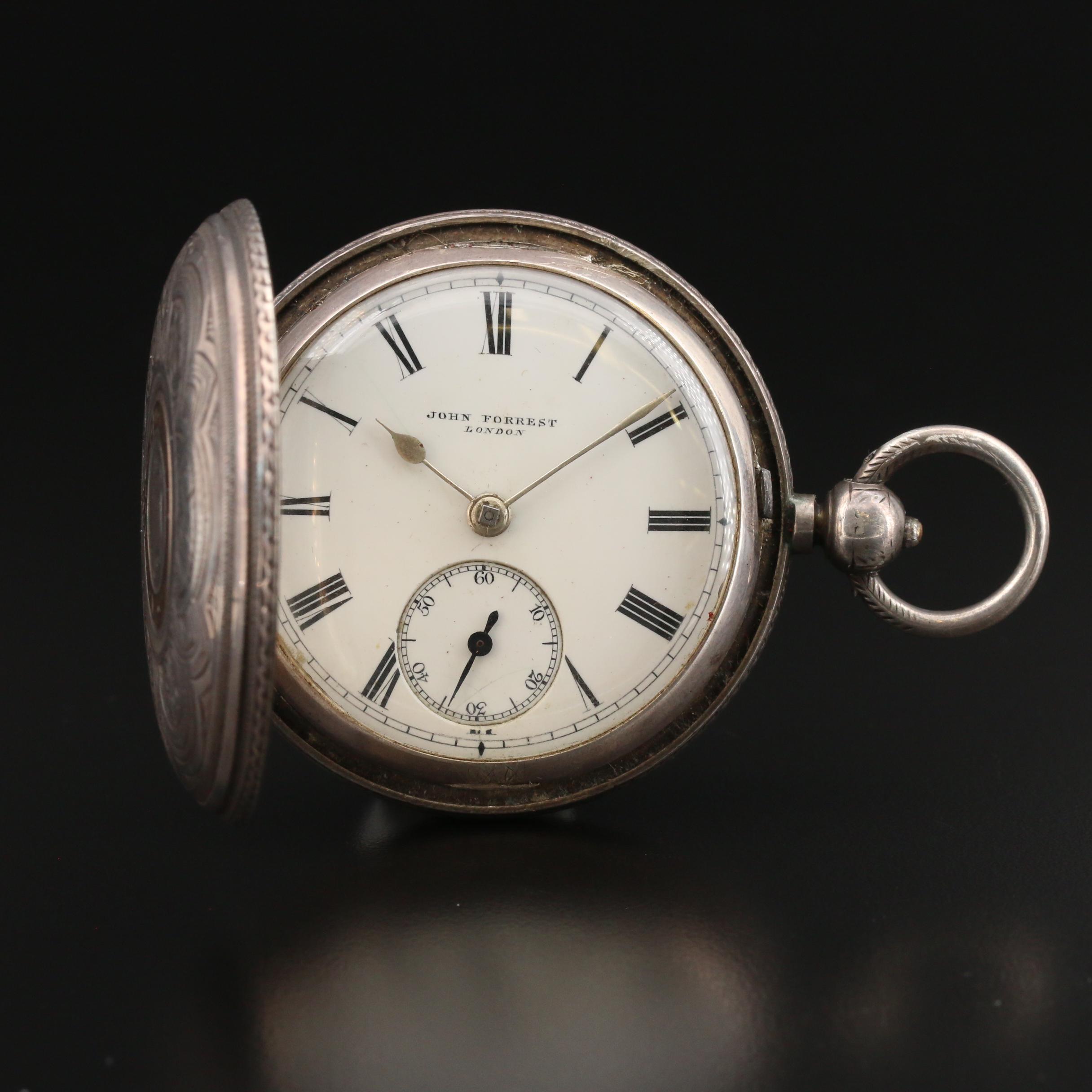 John Forrest English Sterling Silver Pocket Watch