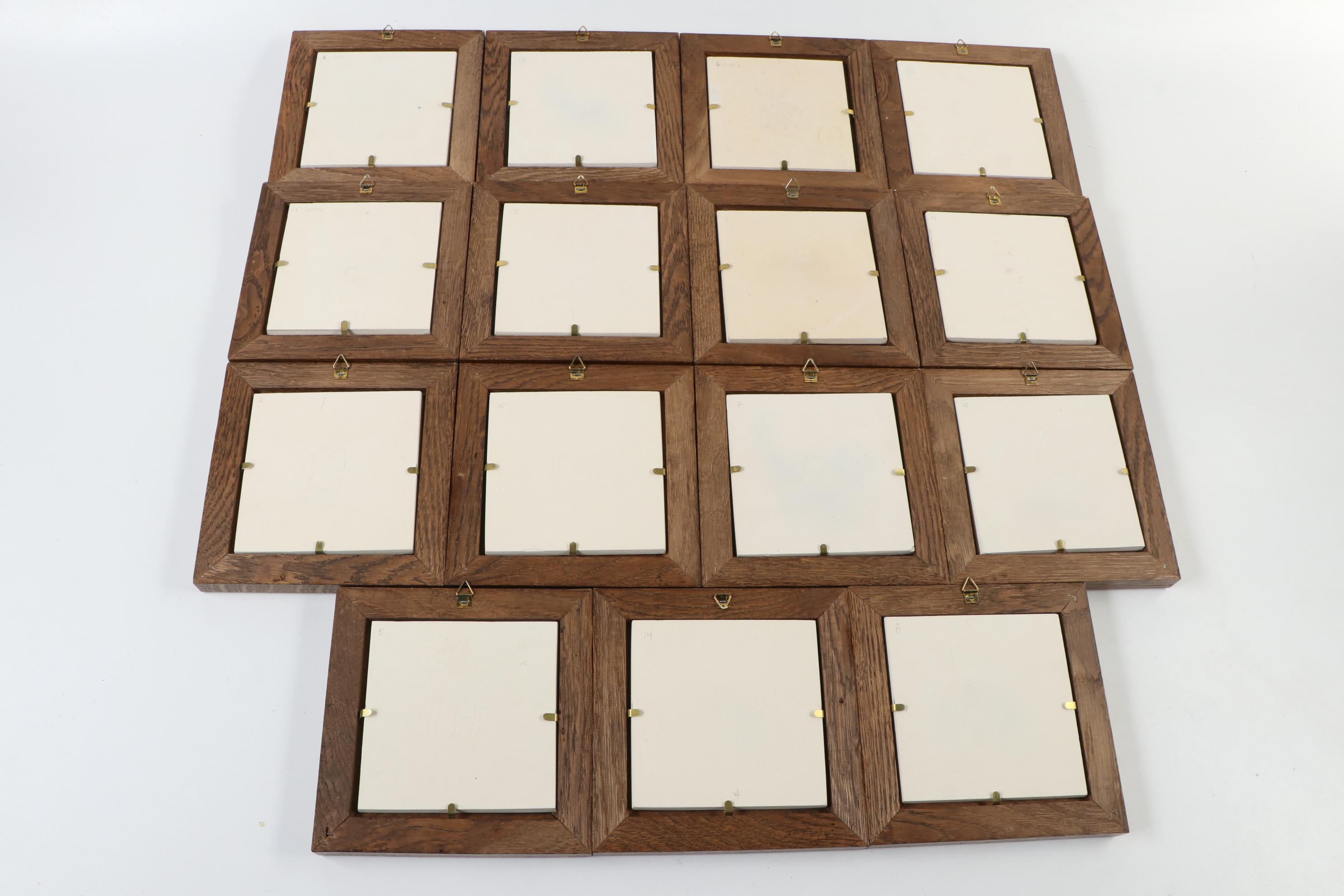 Dutch Framed Harlingen Hand-Painted Cat Tiles, Late 20th Century