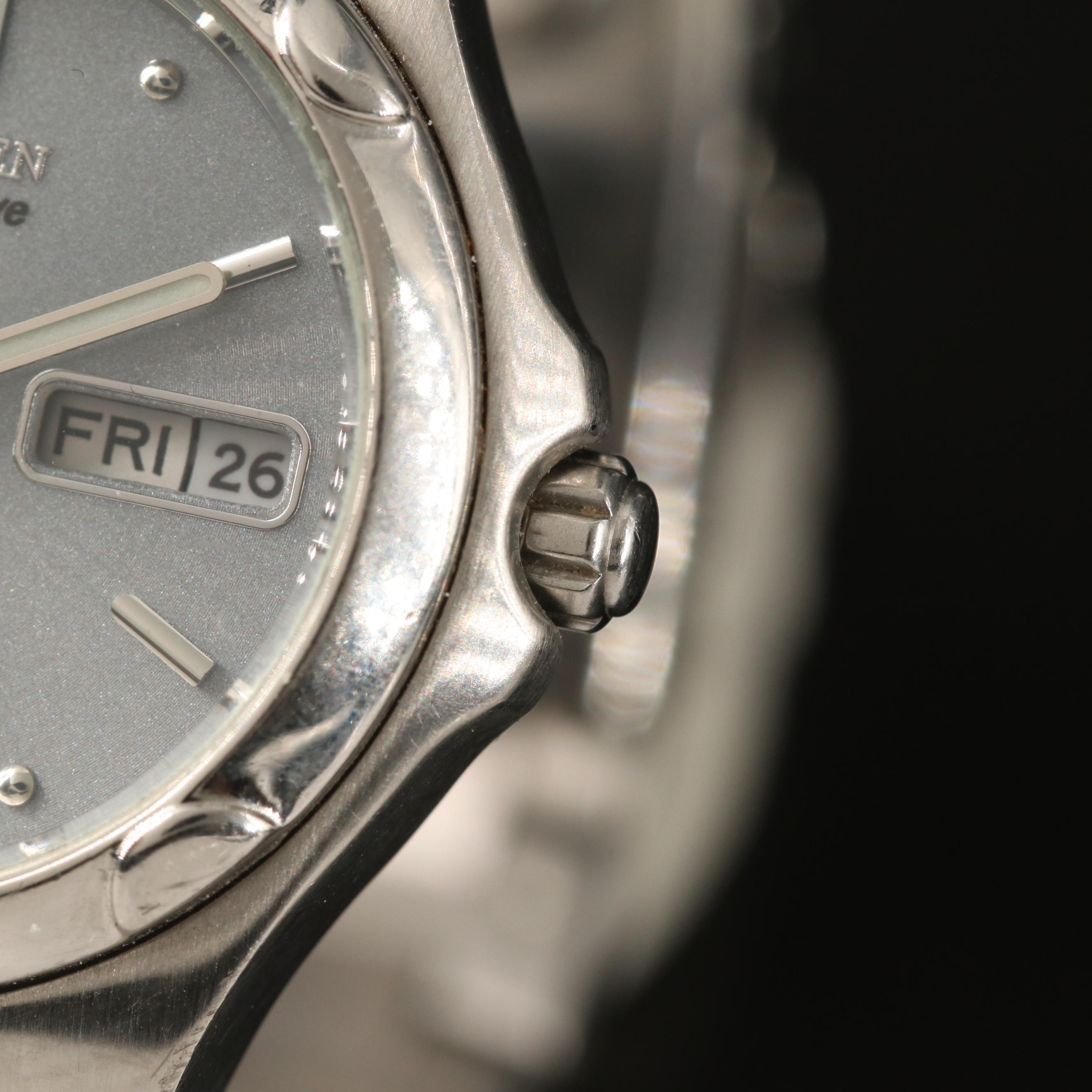 Citizen Eco-Drive Day-Date Stainless Steel Quartz Watch