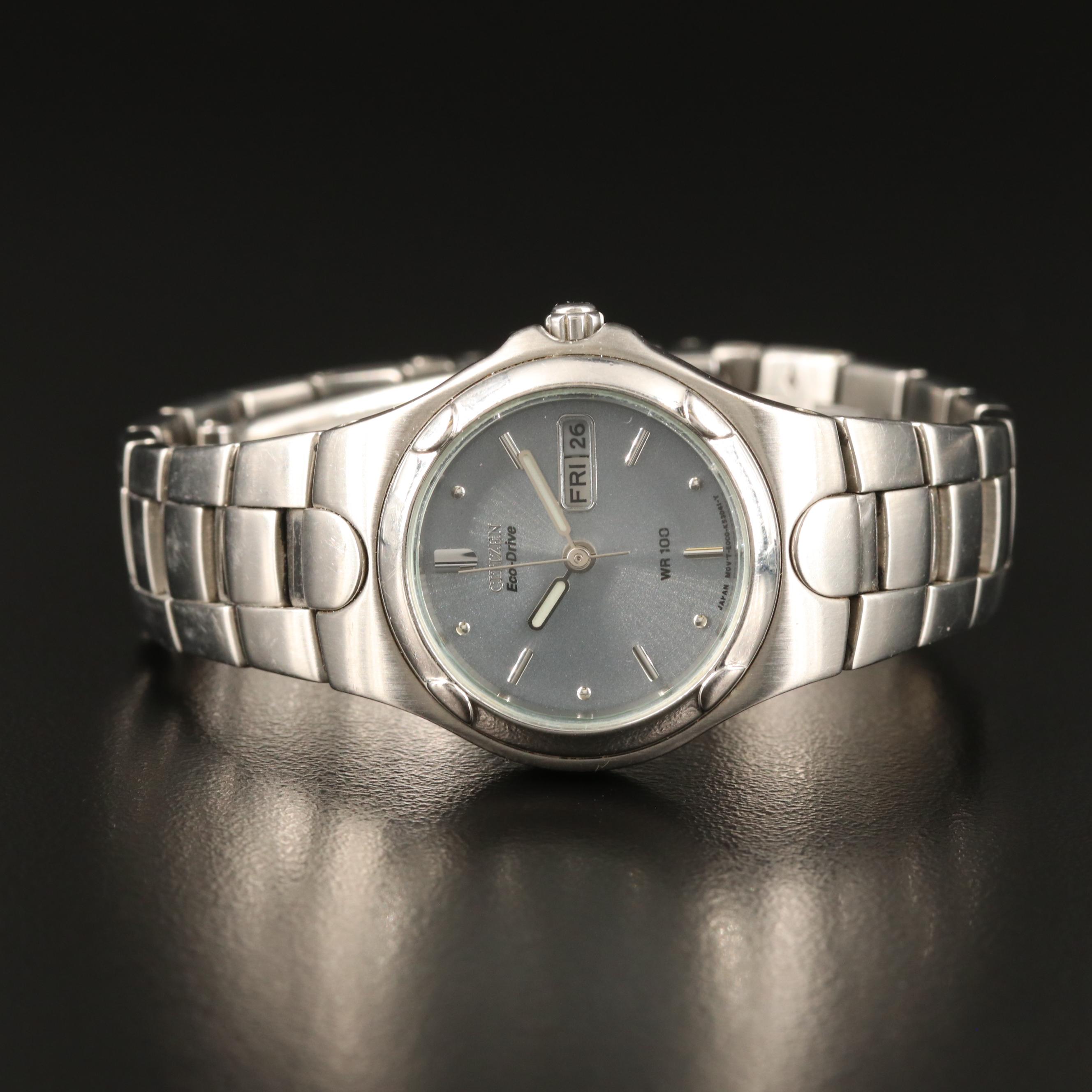 Citizen Eco-Drive Day-Date Stainless Steel Quartz Watch