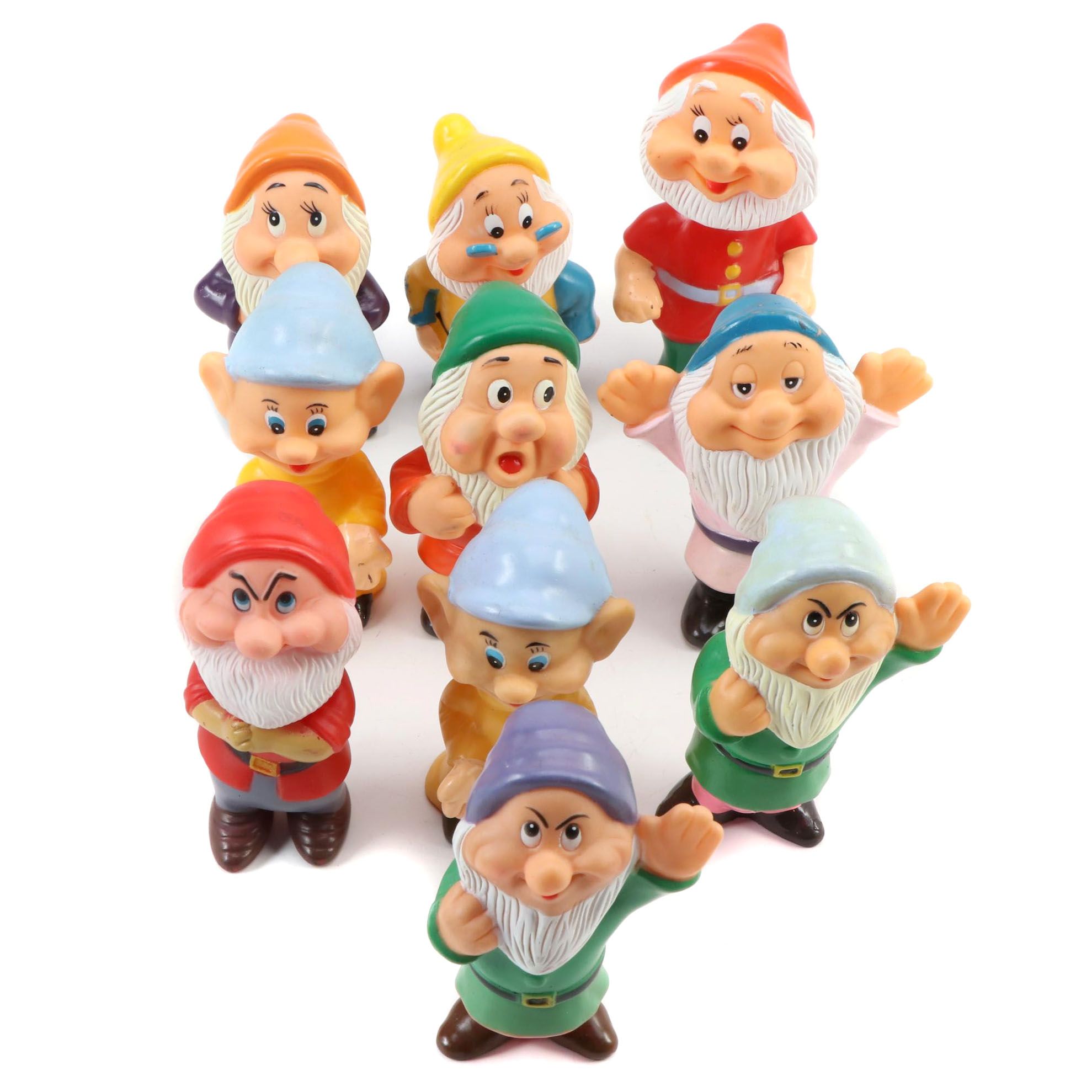 Disney "The Seven Dwarfs" Rubber Figures, Late 20th Century