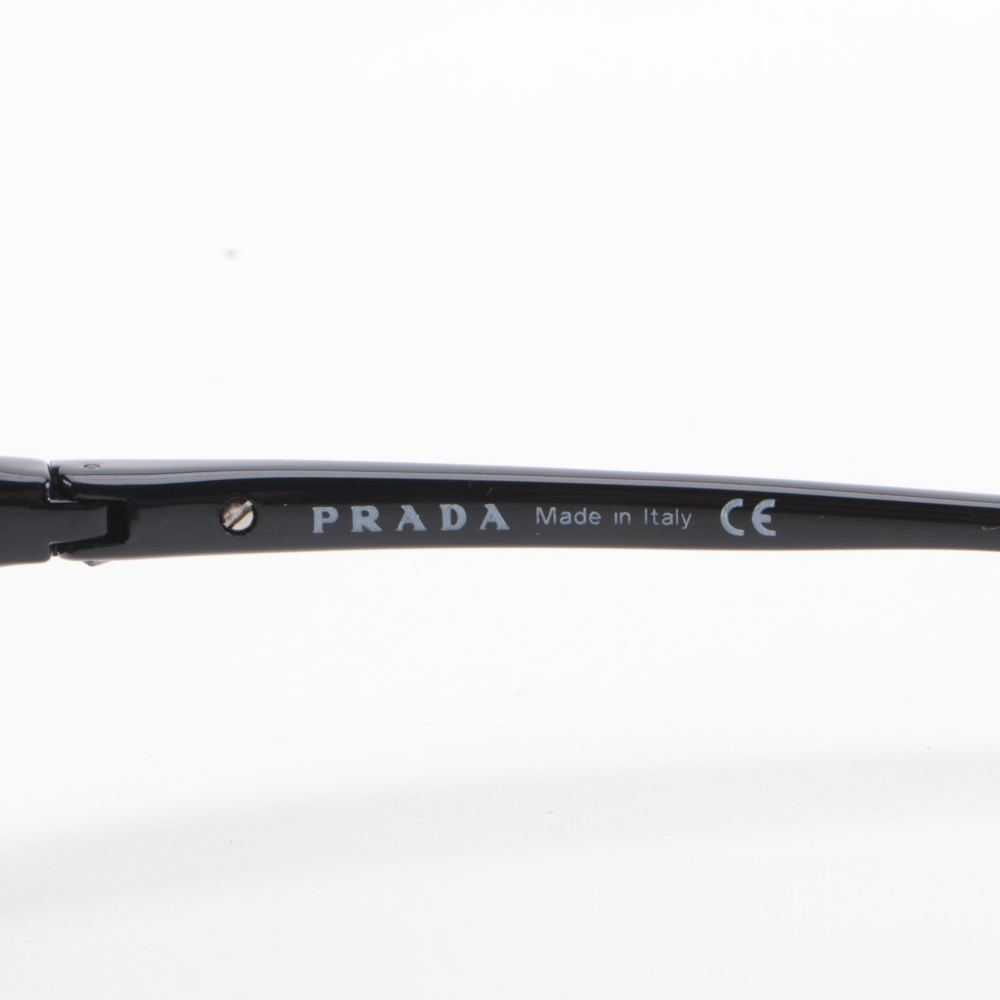Prada SPR04E Polished Black Wrap Sunglasses