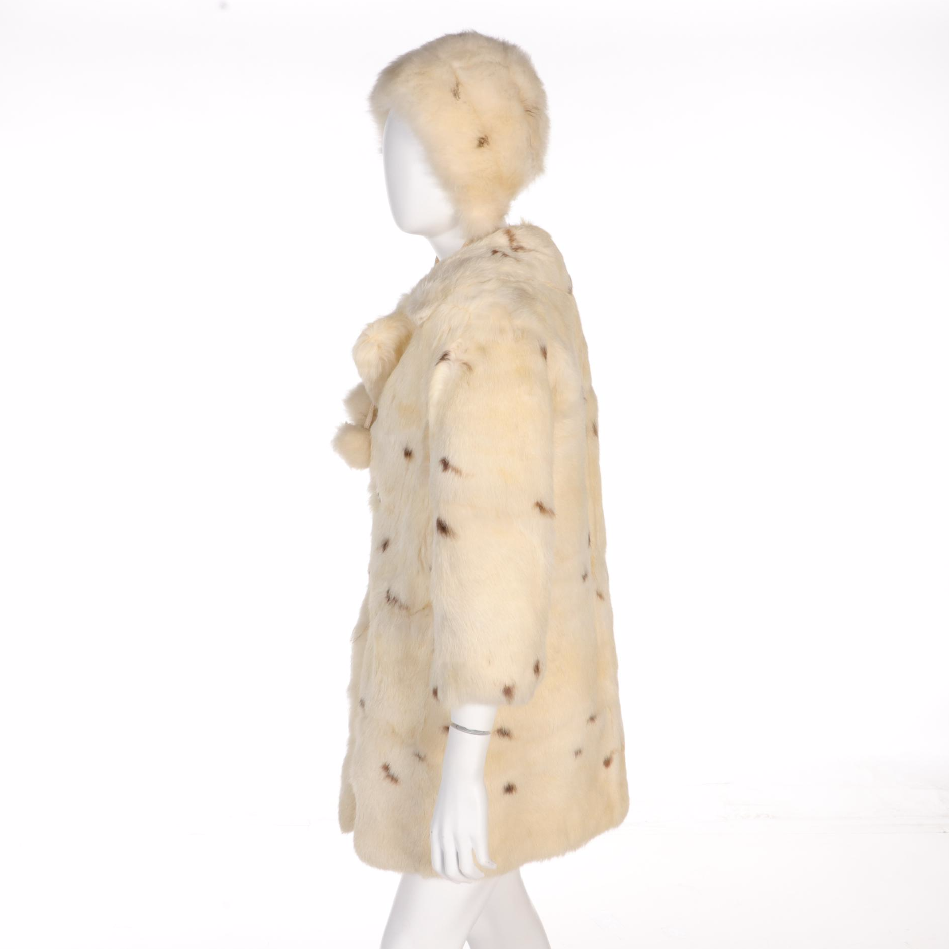 Rabbit Fur Stroller Coat with Tuscan Lamb Fur Hat