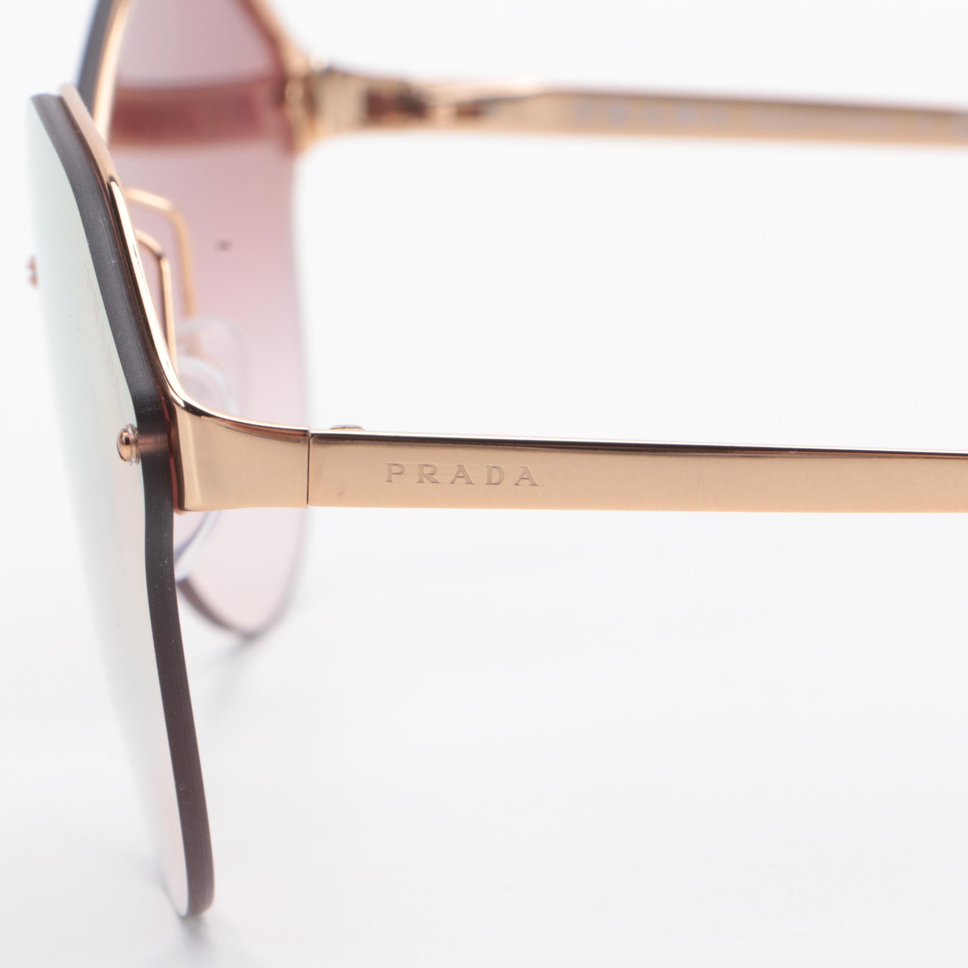 Prada SPR 64 T Semi-Rimless Sunglasses with Gradient Mirrored Lenses