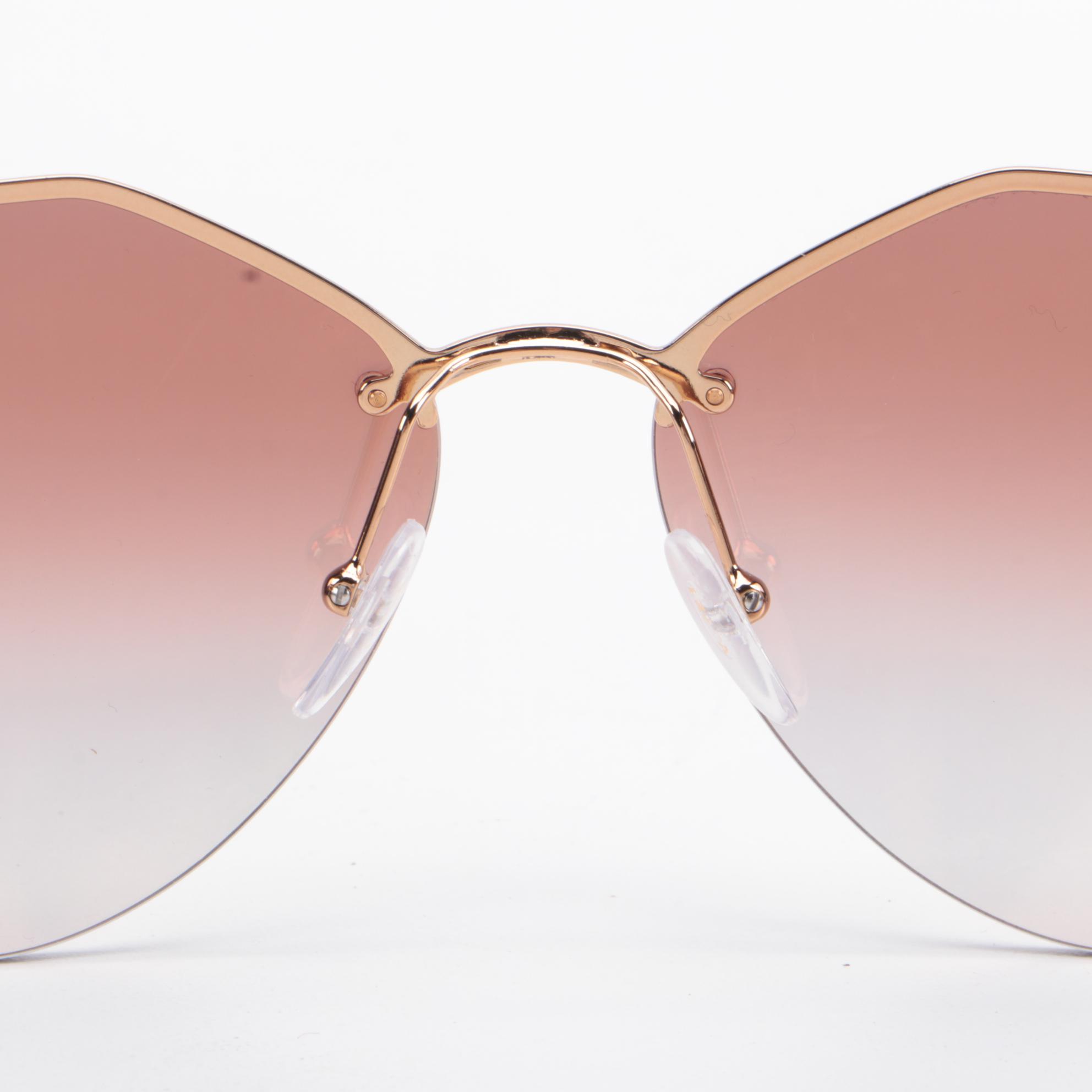 Prada SPR 64 T Semi-Rimless Sunglasses with Gradient Mirrored Lenses