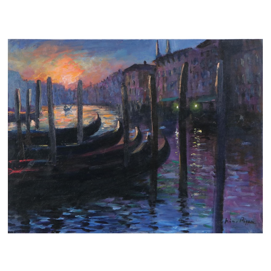 Nino Pippa Oil Painting "Venice - Sunset on the Grand Canal," 2009