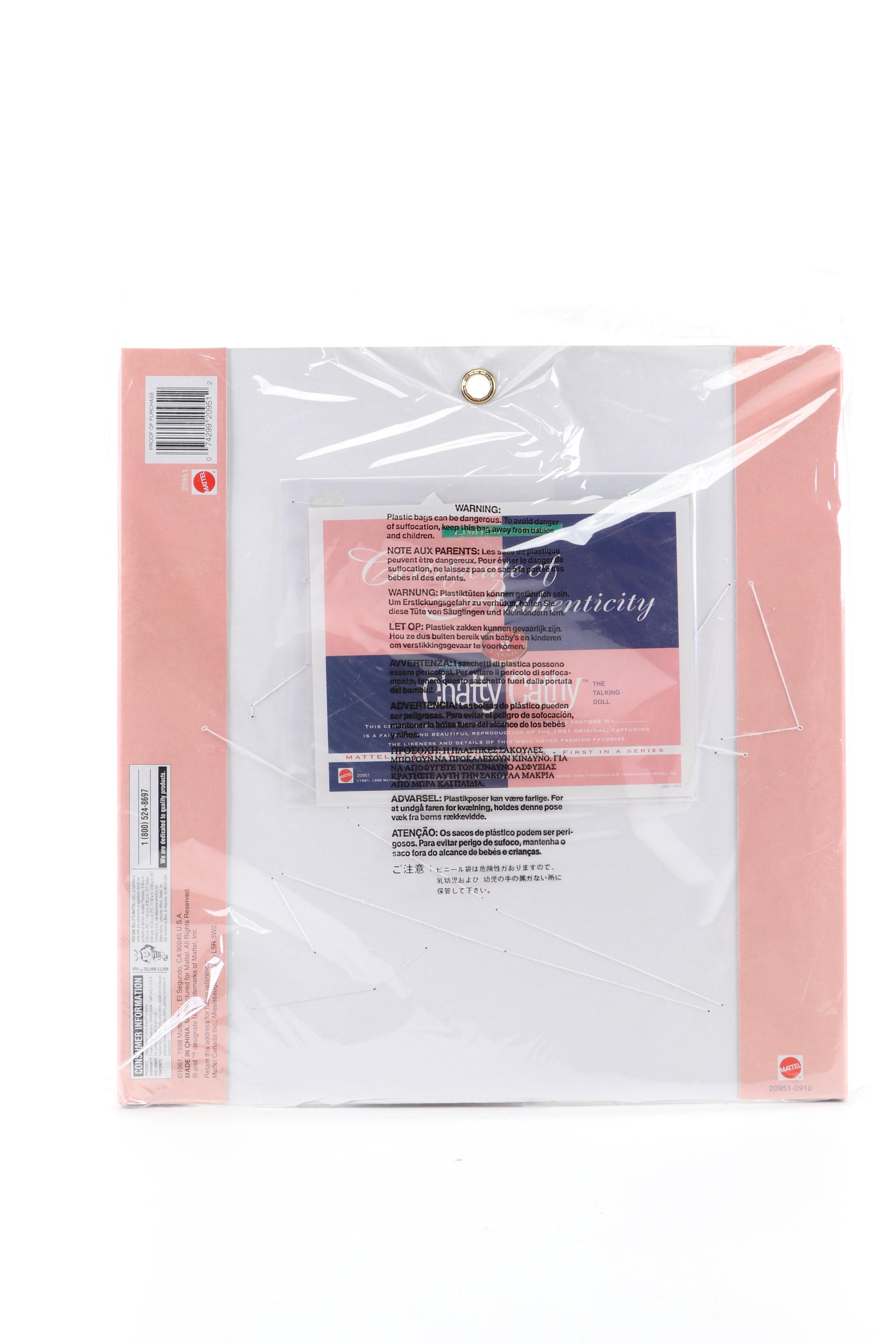 Mattel "Holiday Chatty Cathy" Talking Doll and "Party Dress," in Packaging, 1998