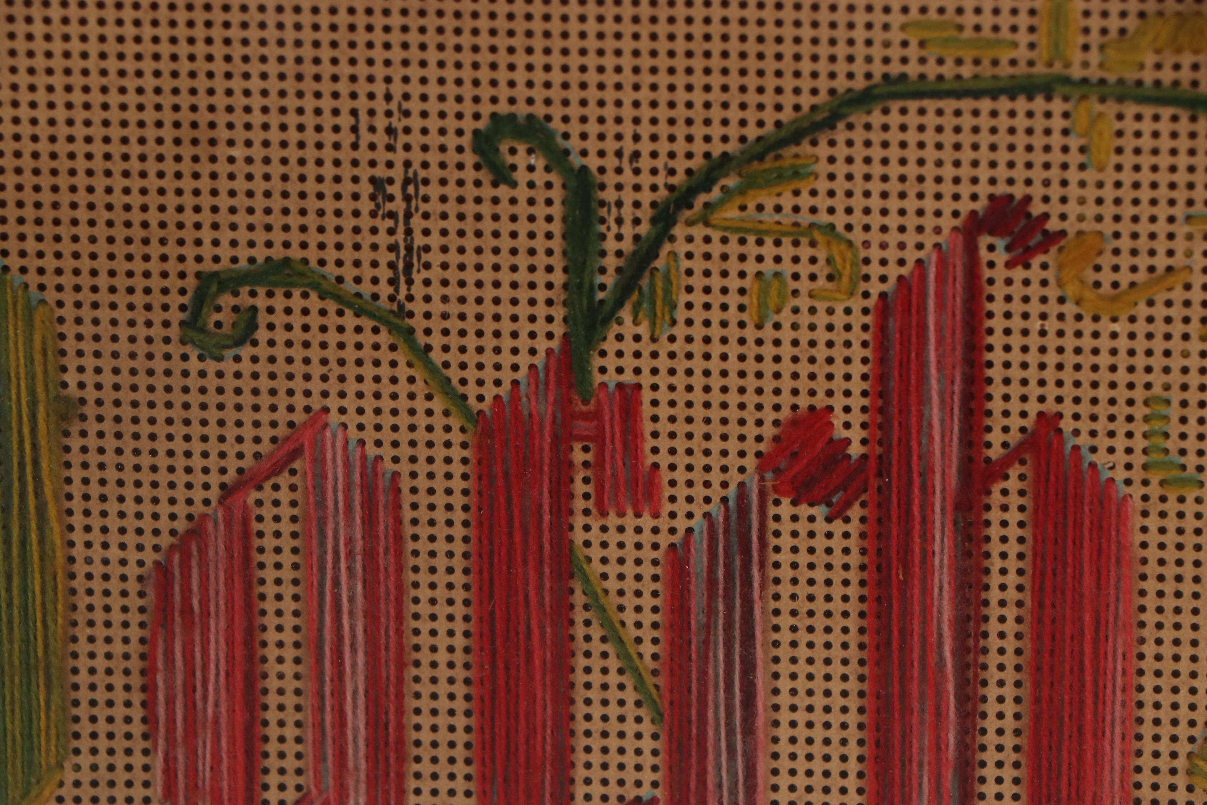 "Watch and Pray" Needlework Panel in Tramp Art Style Frame