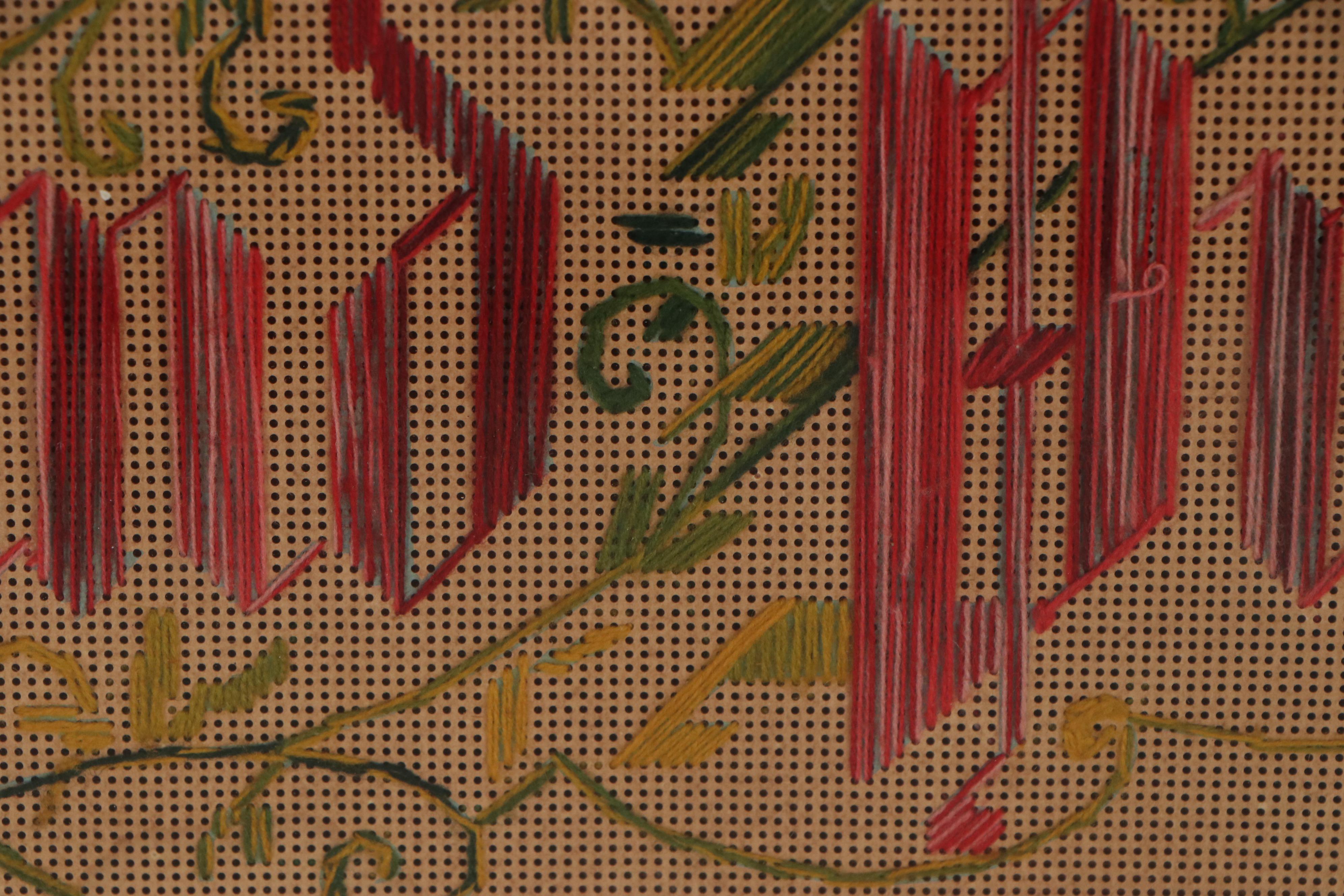 "Watch and Pray" Needlework Panel in Tramp Art Style Frame