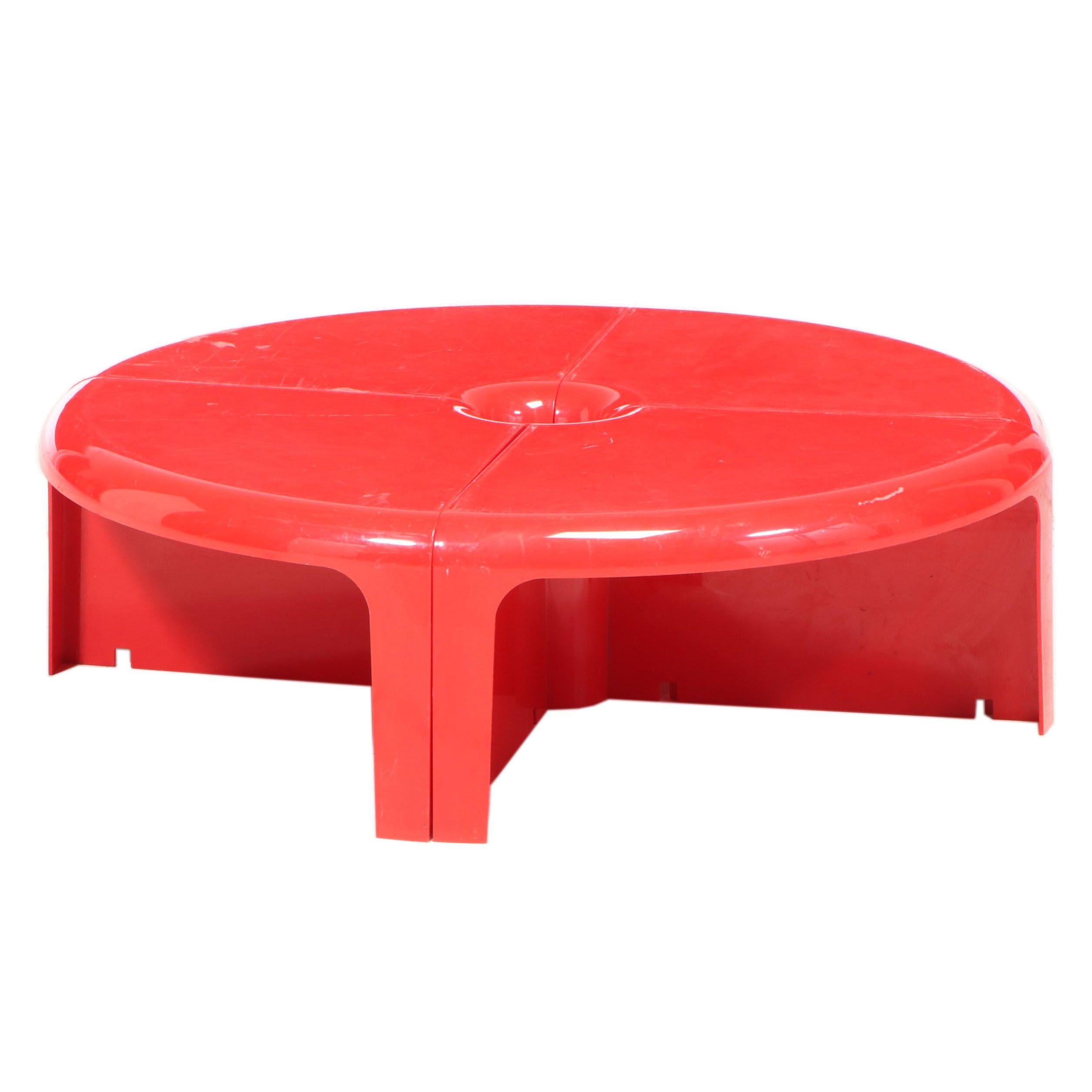 Modernist Red Acrylic Modular Low Profile Coffee Table