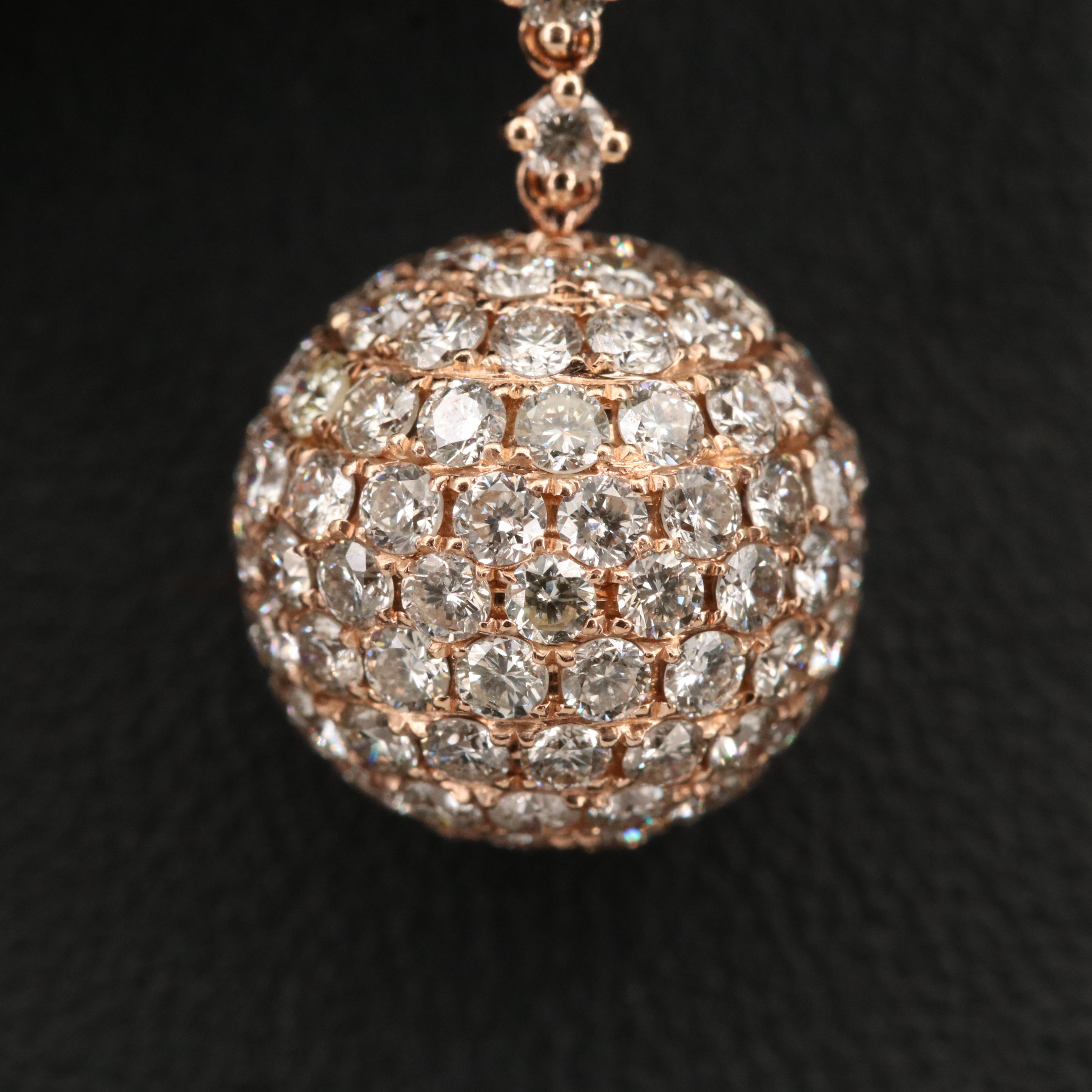 14K Rose Gold 6.81 CTW Pavé Diamond Dangle Earrings