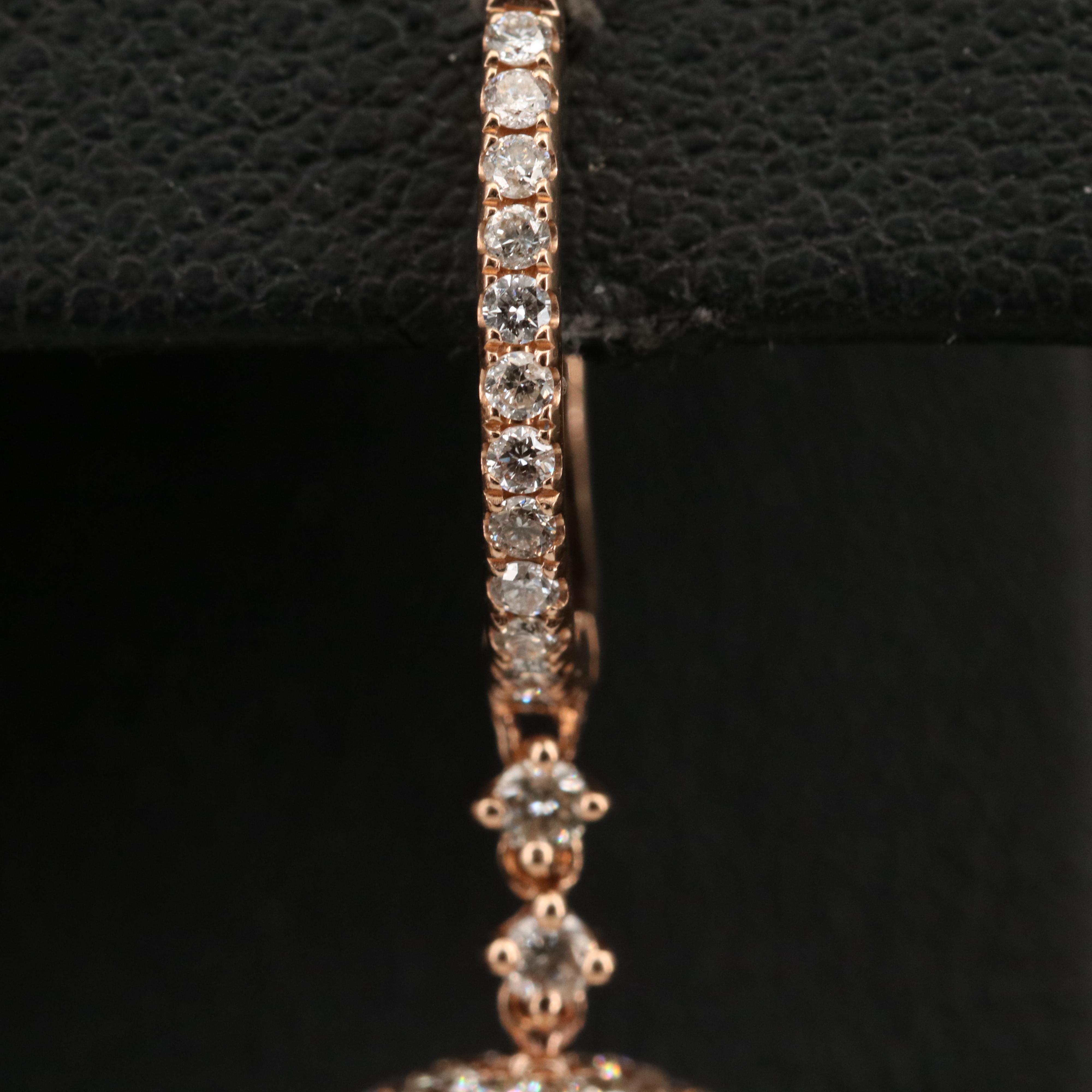14K Rose Gold 6.81 CTW Pavé Diamond Dangle Earrings