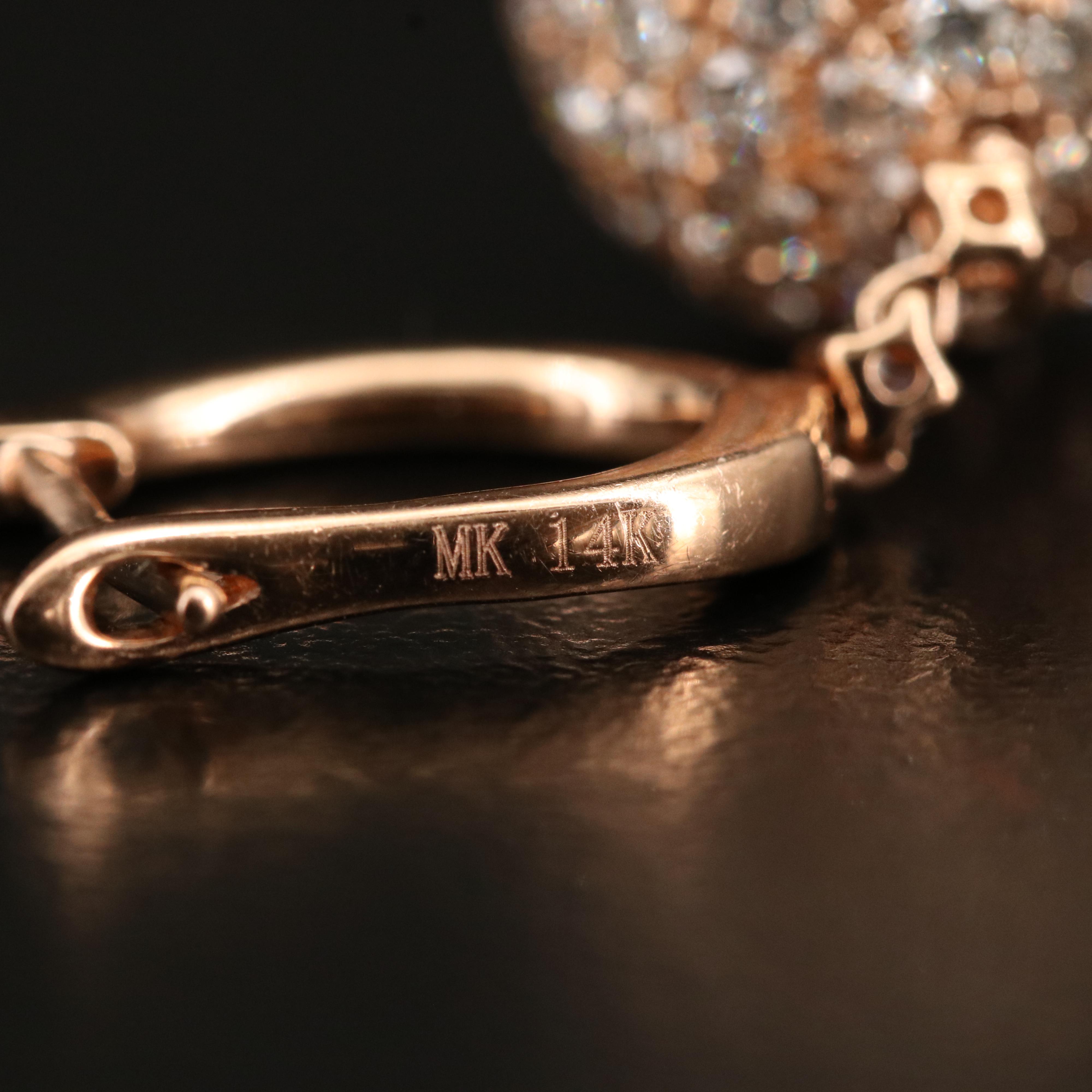 14K Rose Gold 6.81 CTW Pavé Diamond Dangle Earrings