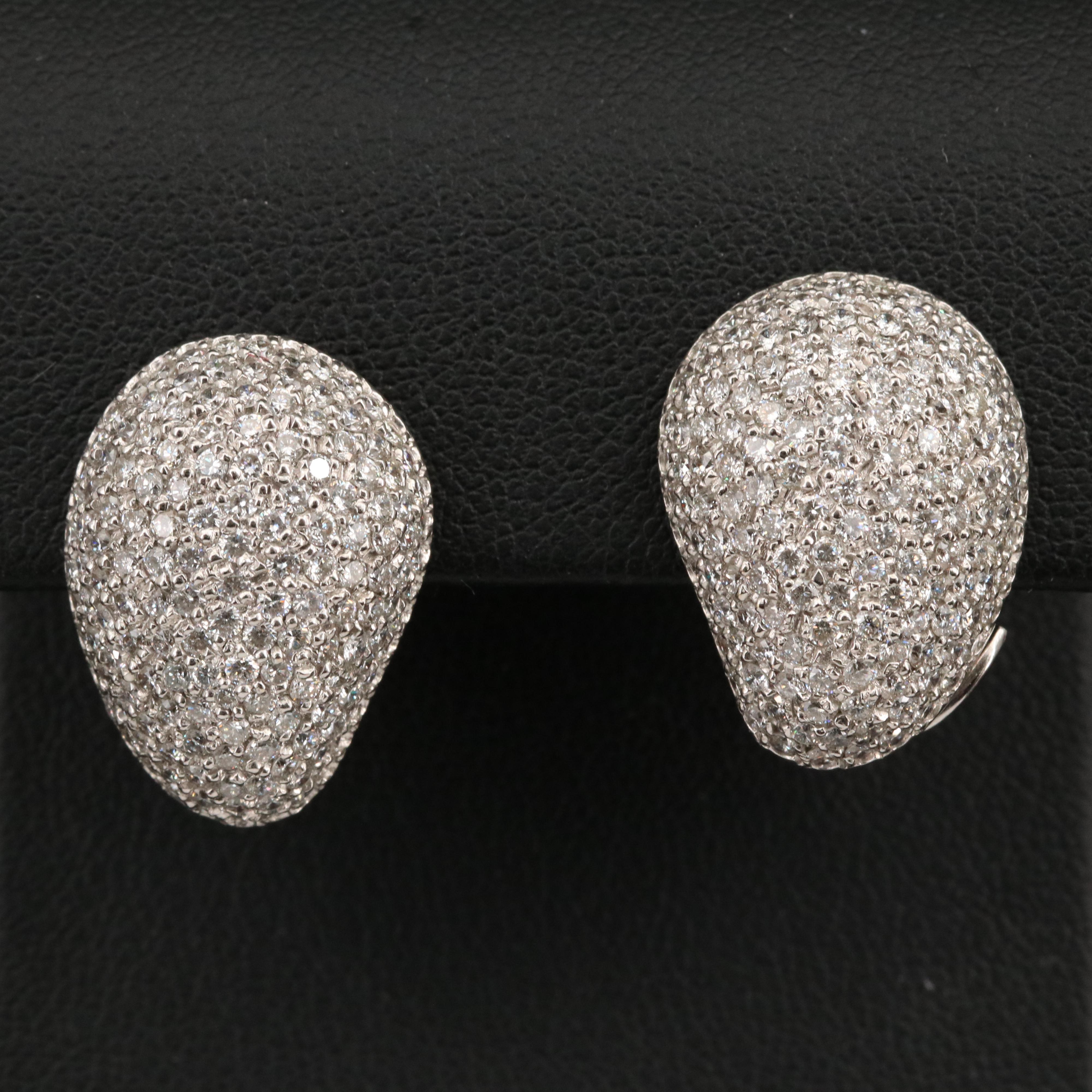 18K 3.08 CTW Pavé Diamond Hinged Post Converter Earrings