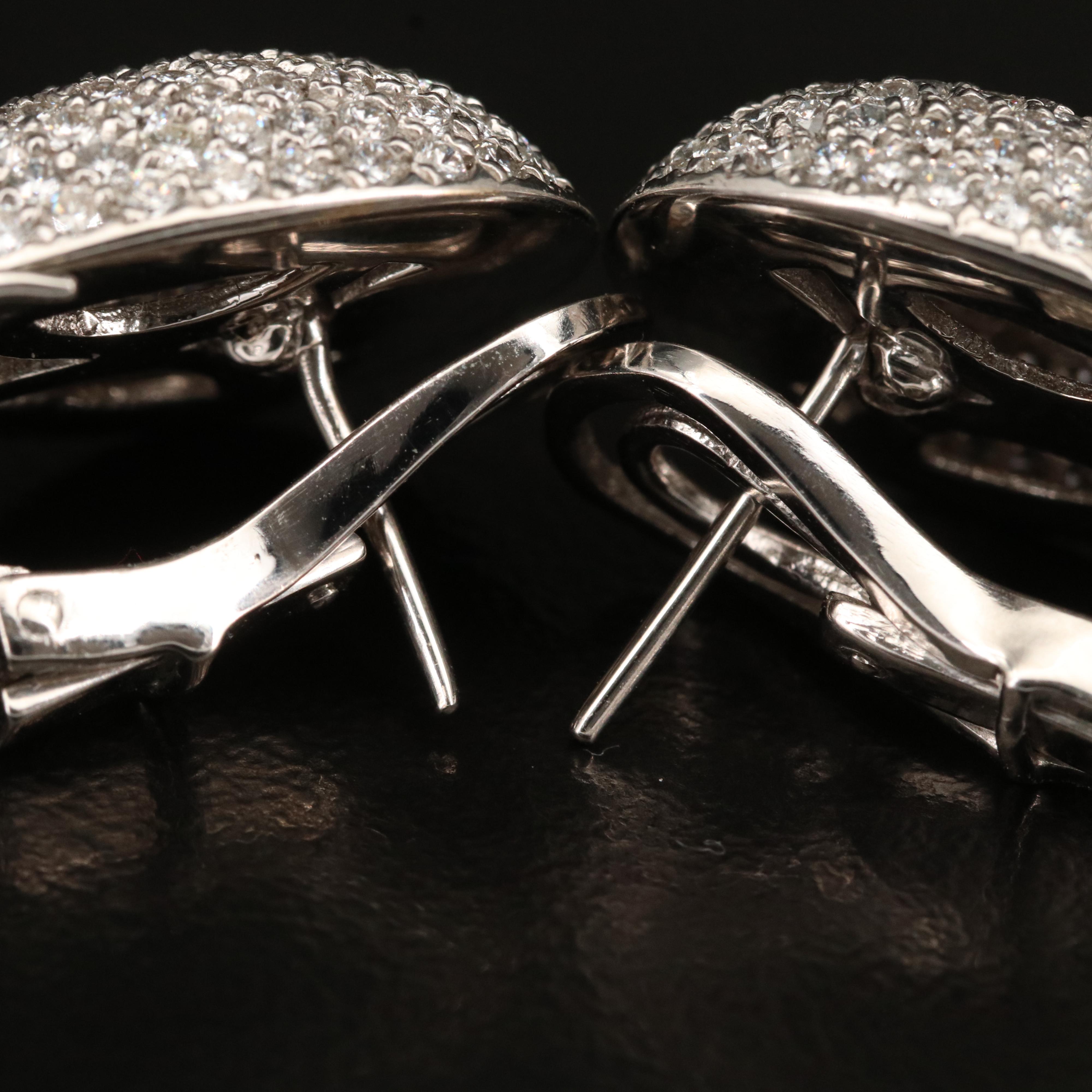 18K 3.08 CTW Pavé Diamond Hinged Post Converter Earrings