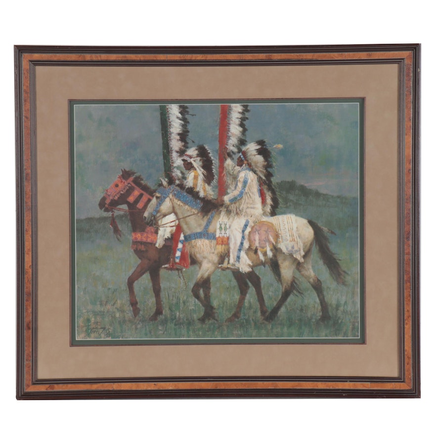Howard Terpning Offset Lithograph "Prairie Knights," Late 20th Century