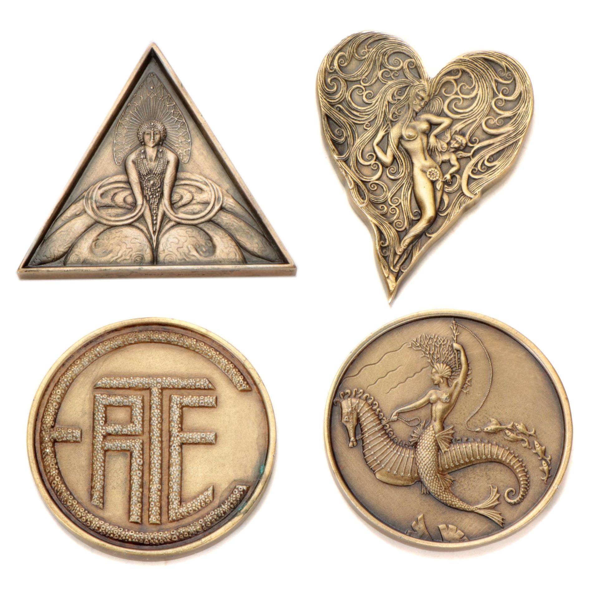 Bronze Tone Medallions after Erté