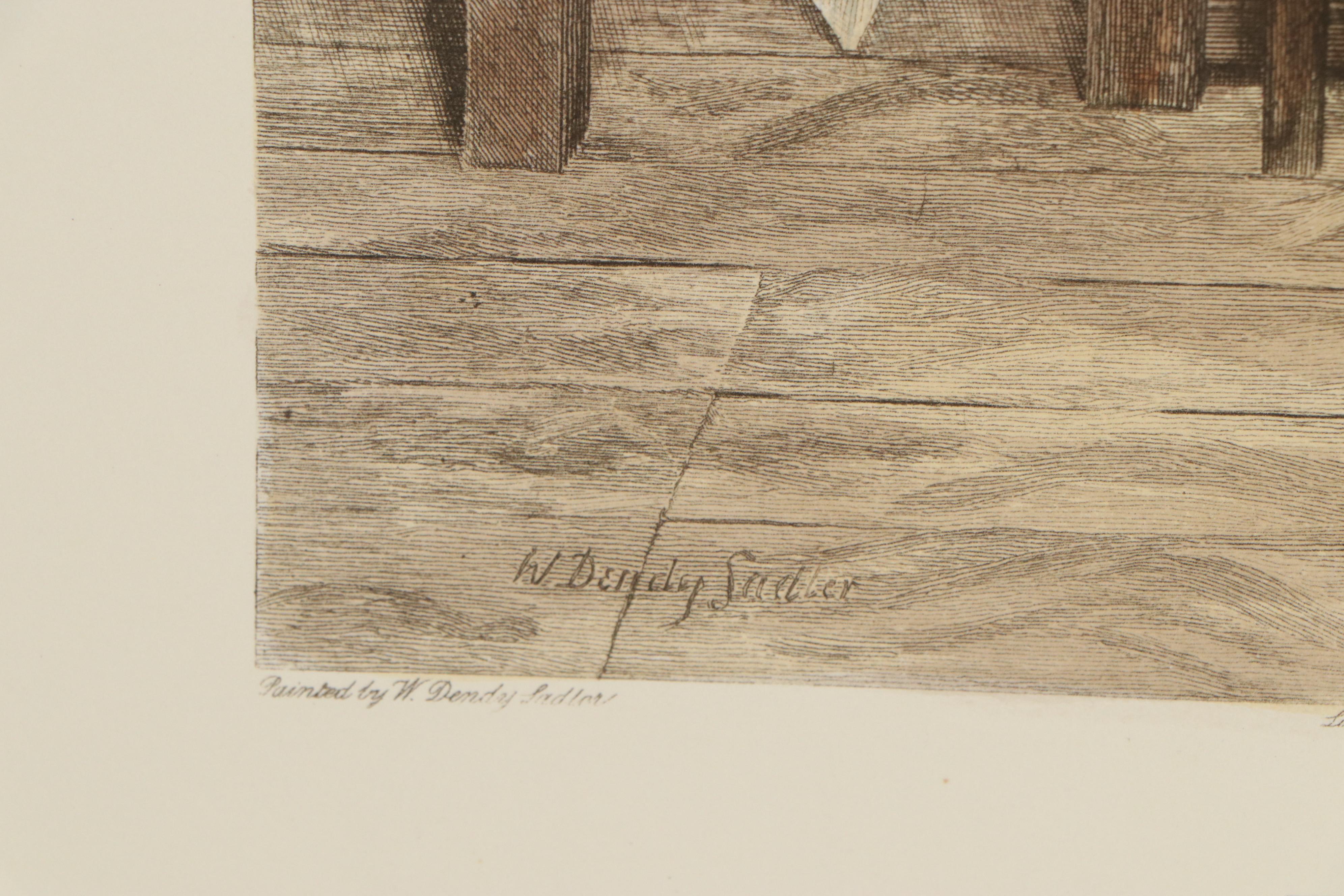 C.H. Boucher Hand-Colored Restrike Engraving "Whig and Tory"