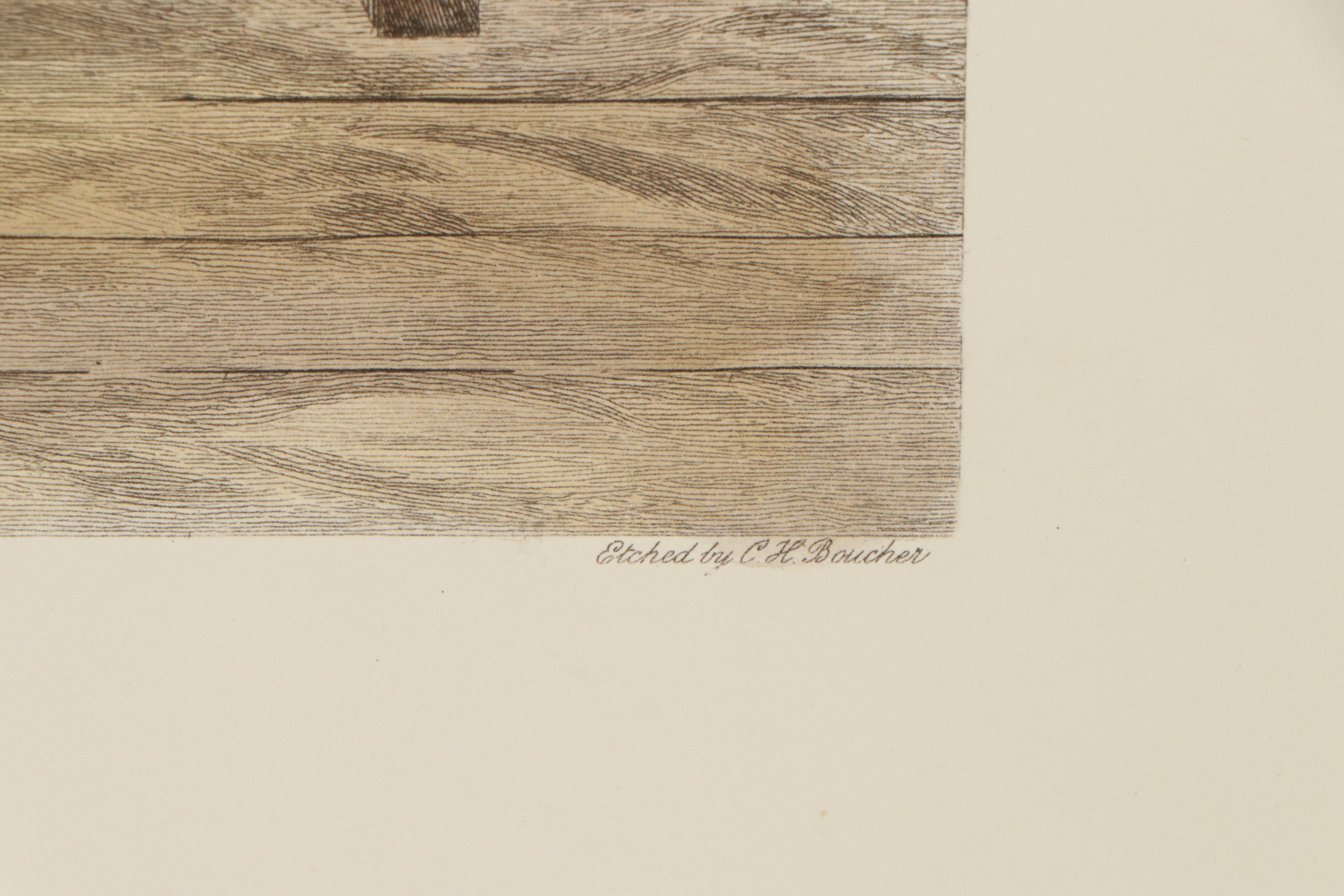 C.H. Boucher Hand-Colored Restrike Engraving "Whig and Tory"