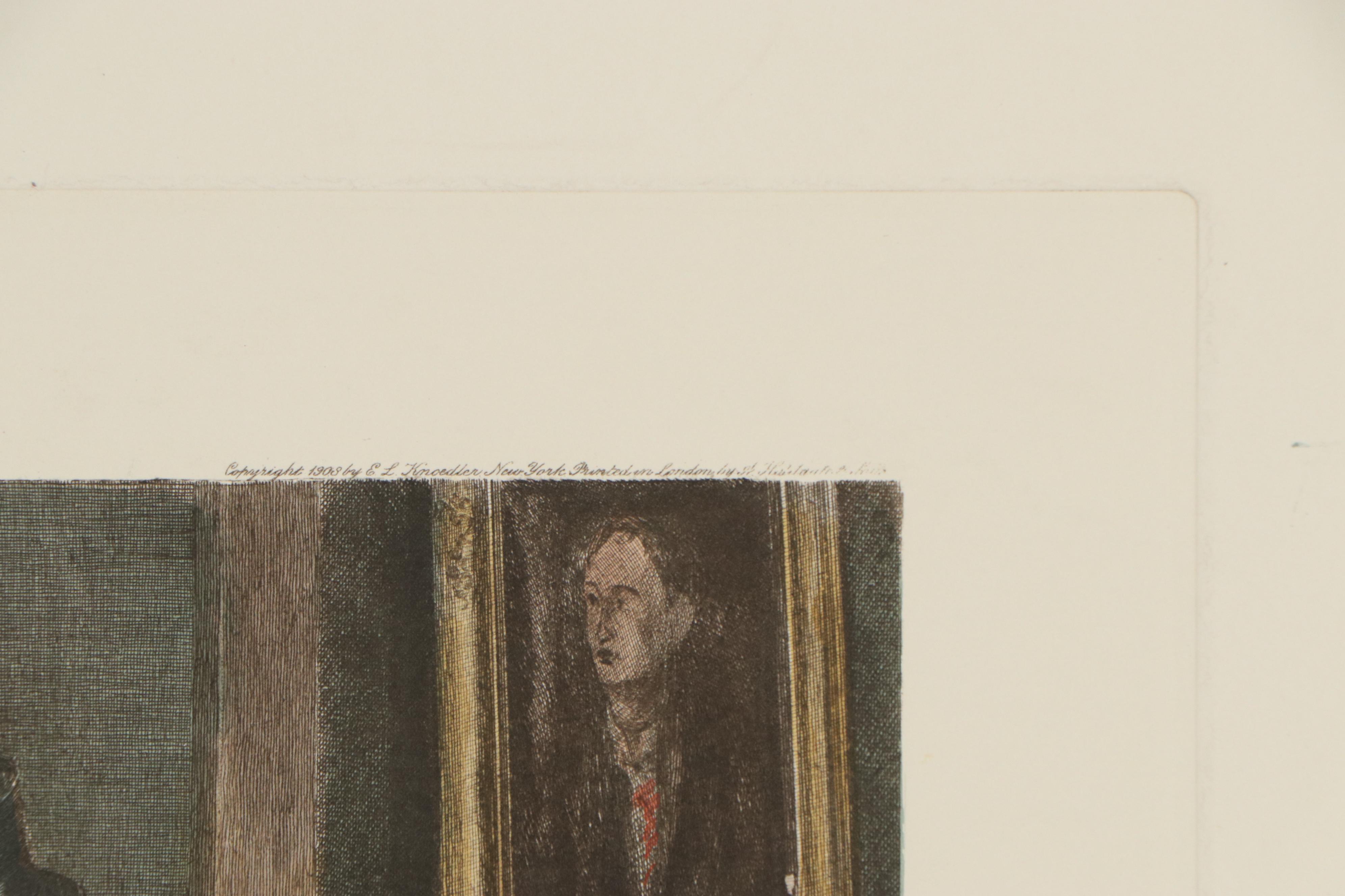 C.H. Boucher Hand-Colored Restrike Engraving "Whig and Tory"