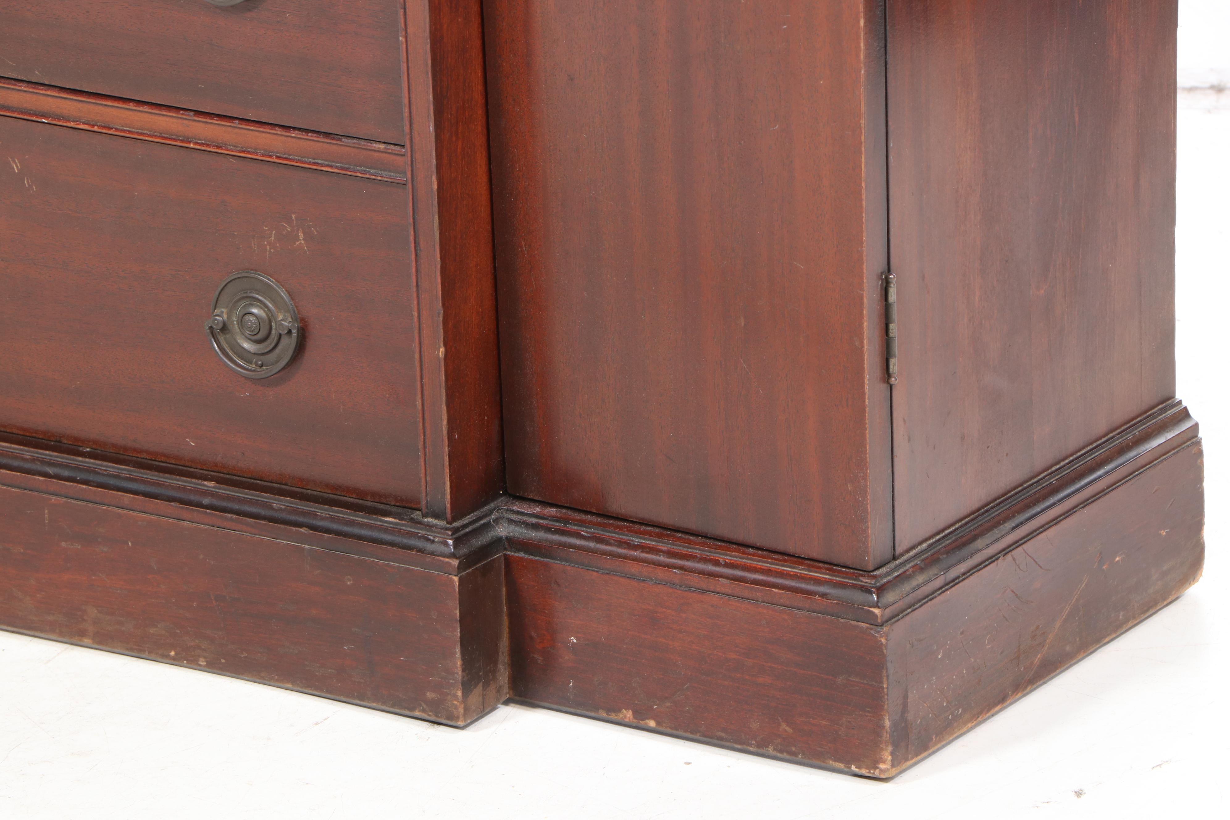 Maddox Federal Style Mahogany Breakfront Secretary Bookcase