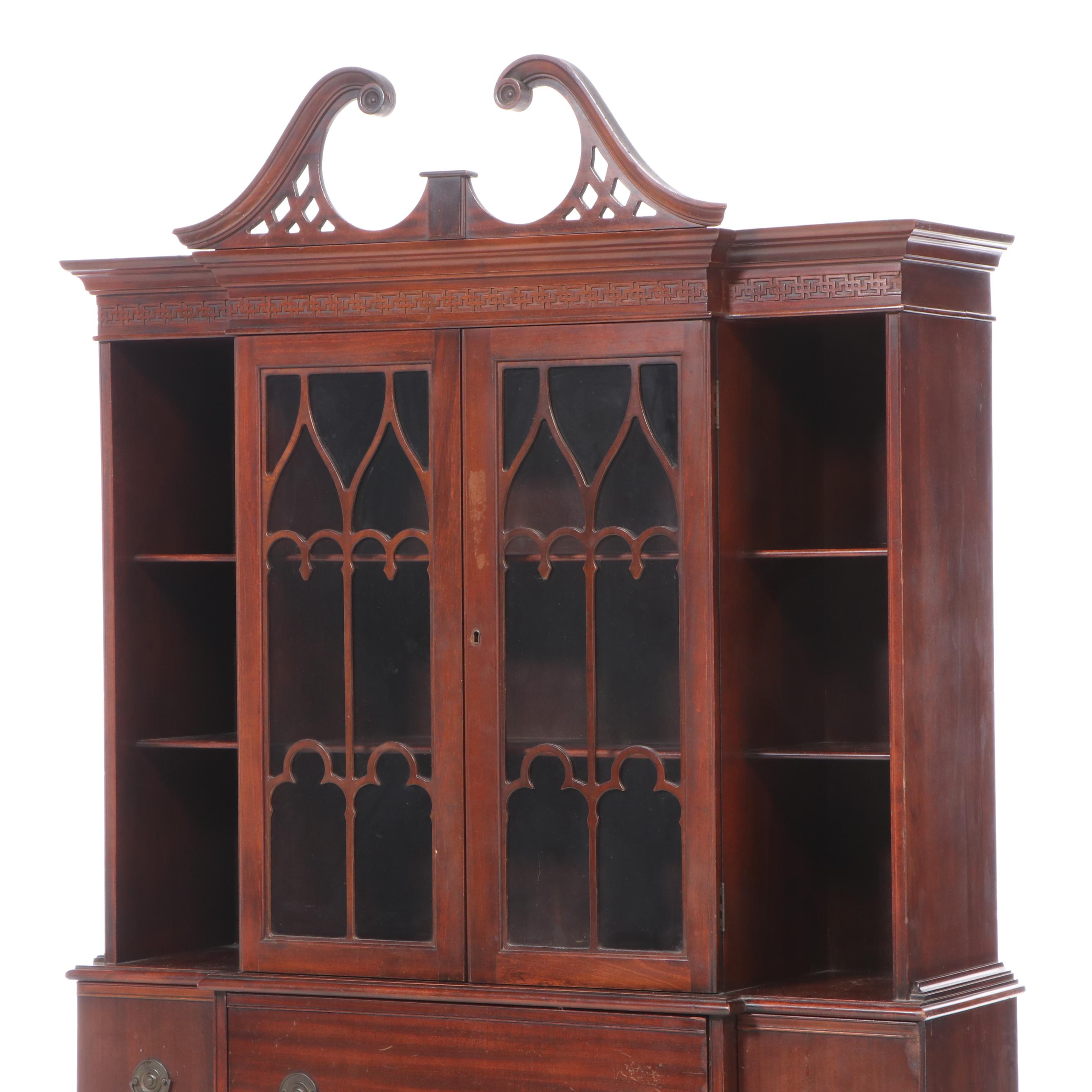 Maddox Federal Style Mahogany Breakfront Secretary Bookcase