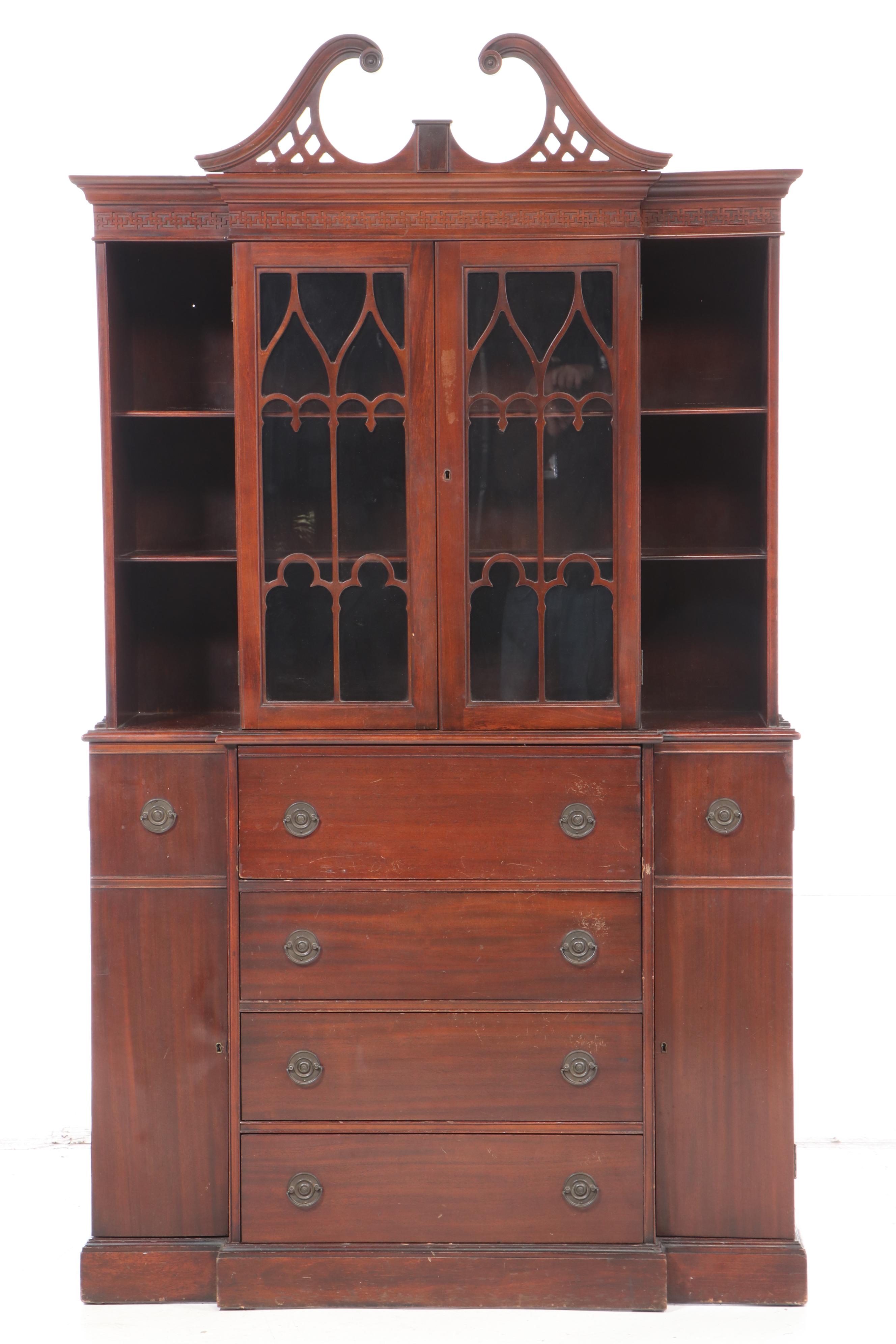 Maddox Federal Style Mahogany Breakfront Secretary Bookcase