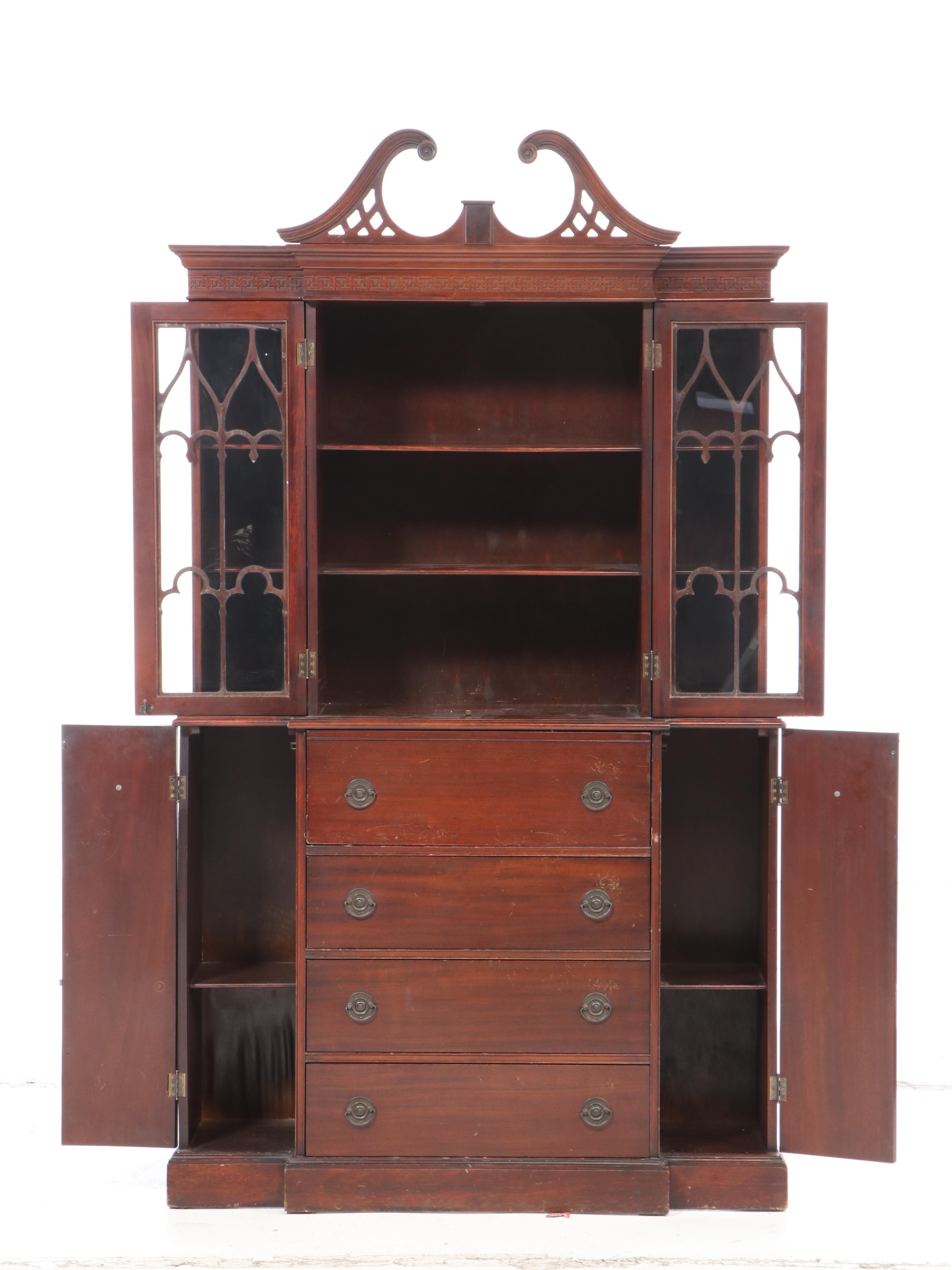 Maddox Federal Style Mahogany Breakfront Secretary Bookcase